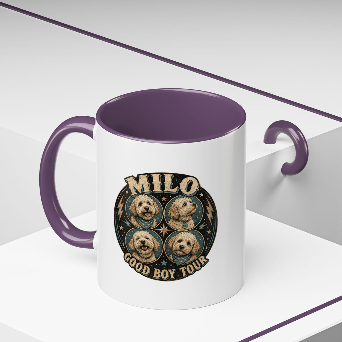 Milo Bailey Dog Dad Mom Milo "Good Boy Tour" Accent Coffee Mug —  Cute Dog Portraits
