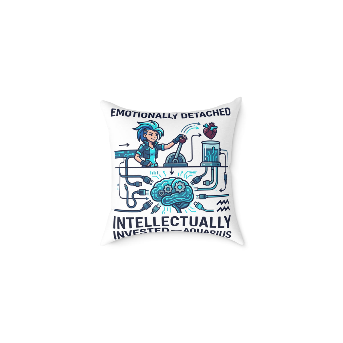 Zodiac Aquarius Emotionally Detached Intellectually Invested Square Poly Canvas Pillow