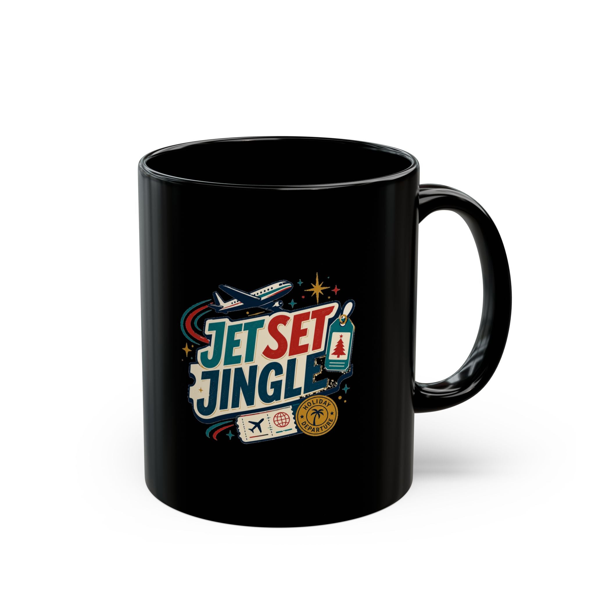 Modern Day Christmas Jet Set Jingle Travel Mug — Festive Christmas Airplane Coffee Cup
