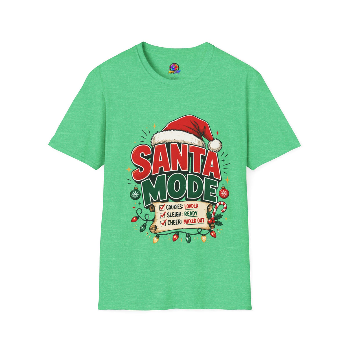 Santa Mode T-Shirt — Holiday Christmas Graphic Tee with Santa Hat