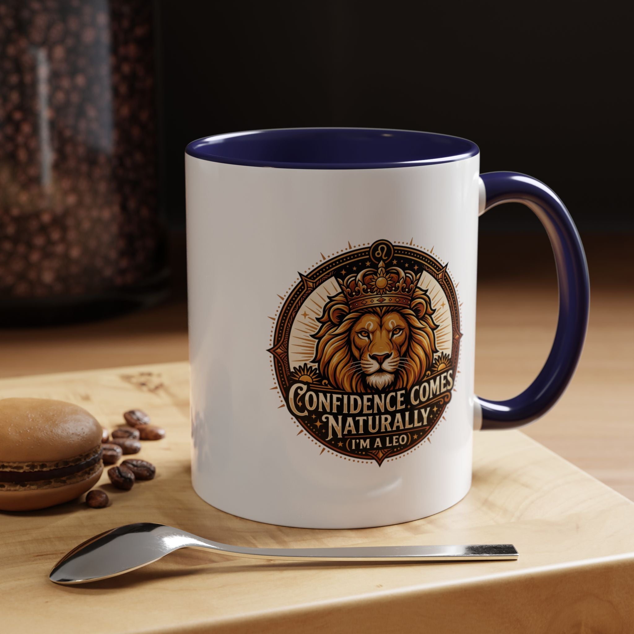 Lion Zodiac Coffee Mug - "Confidence Comes Naturally" Accent Mug (11/15oz)