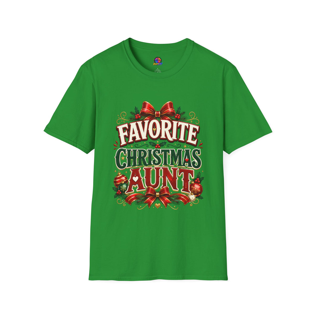 Favorite Christmas Aunt T-Shirt — Festive Holiday Auntie Tee with Bow & Holly