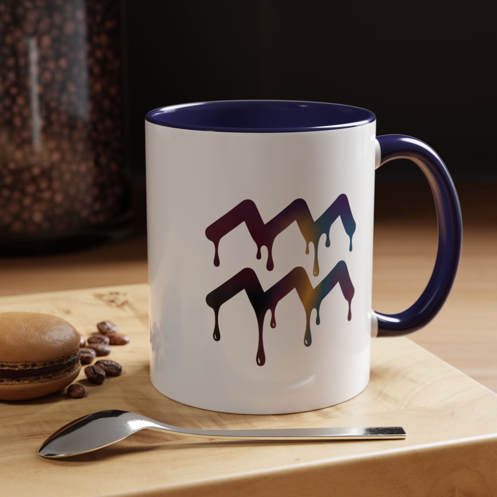 Dripping Rainbow Chevron Accent Coffee Mug — Colorful Gradient Art