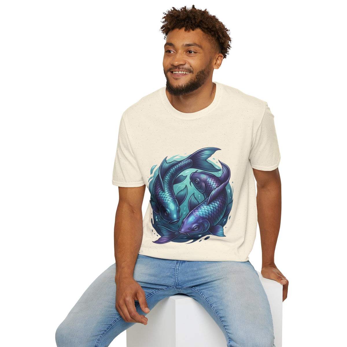 Koi Fish Circle T-Shirt — Artistic Yin Yang Aquatic Tee