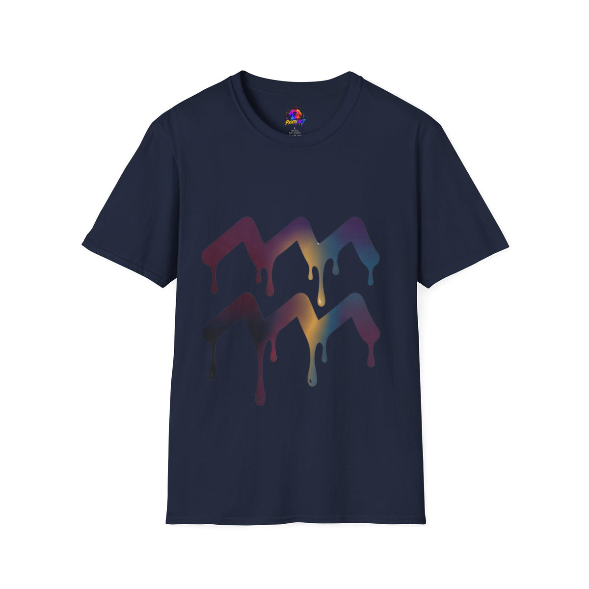 Aquarius Zodiac Dripping Chevron Graphic T-Shirt