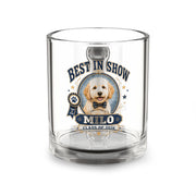 Best in Show Personalized Pet Glass Mug — Custom Name "Milo" Dog Graduation 10oz Milo Bailey Dog Dad Mom  Glass Mug 10 oz