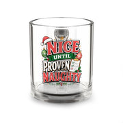Christmas Glass Mug 10 oz Glass Mug — "Nice Until Proven Naughty" Christmas Holiday Coffee Cup
