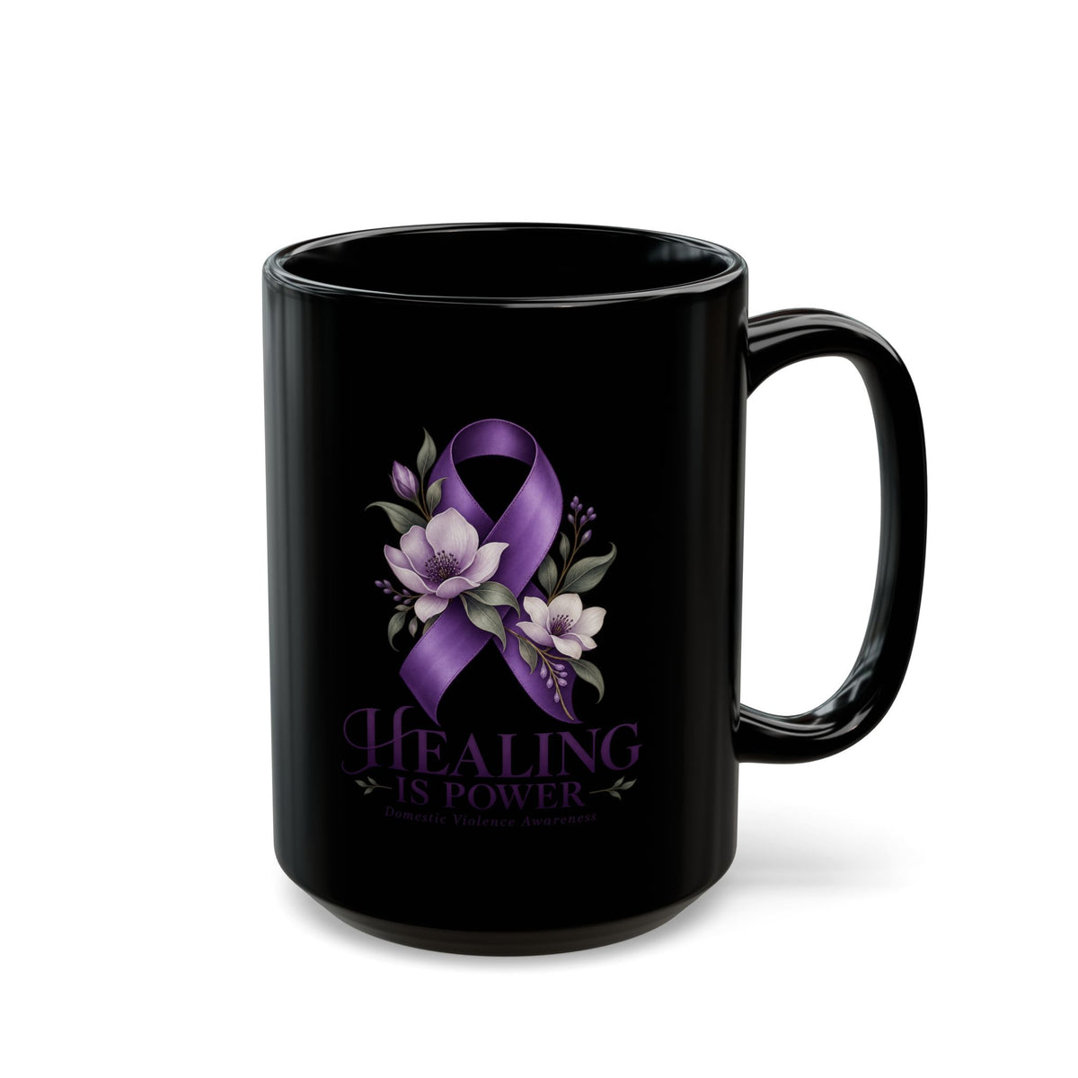 Healing Has Power Purple Ribbon Domestic Violence Awareness Mug