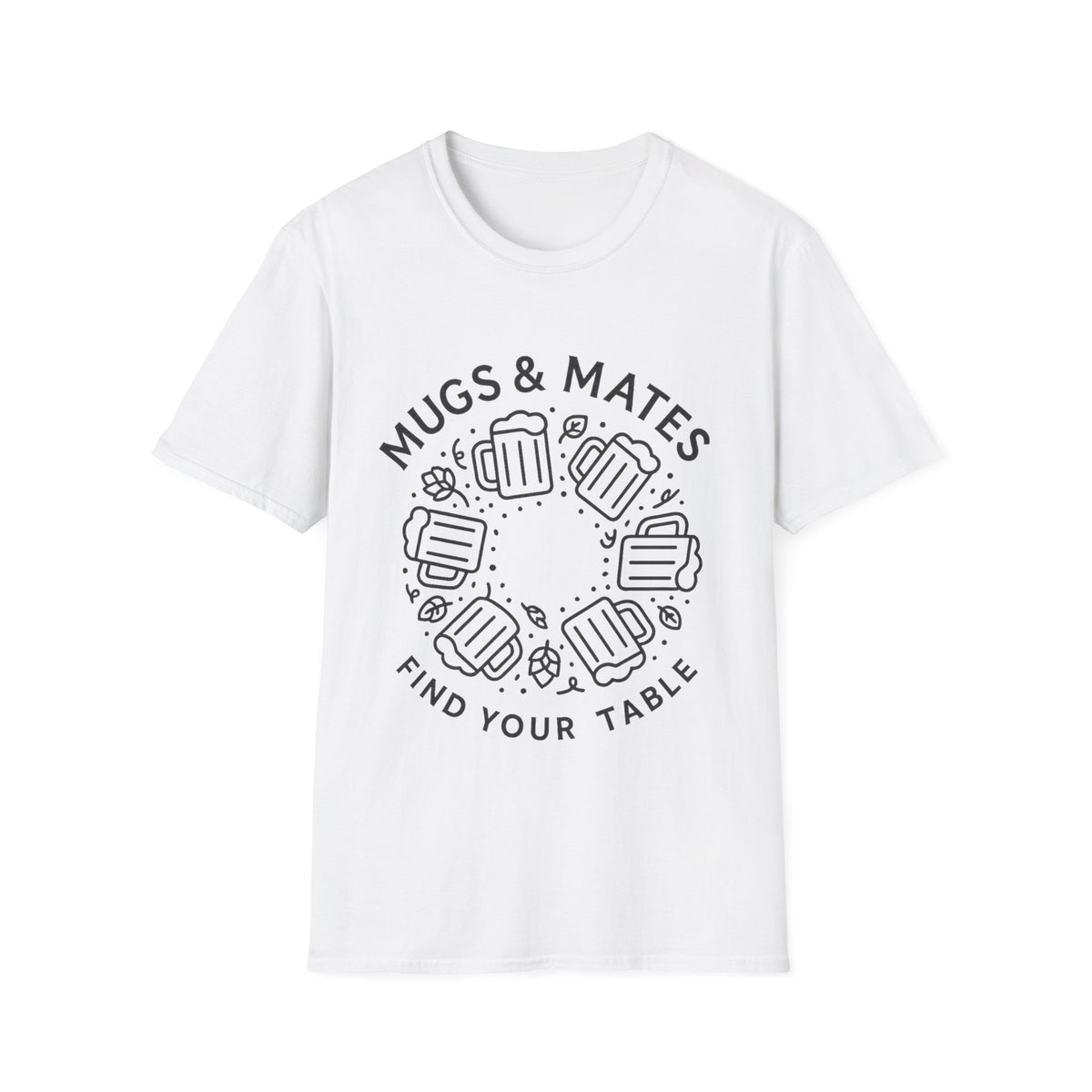 Mugs And Mates Minimalist Coffee Wreath T-Shirt, Cute Cafe Friendship Graphic Tee - Trending Now - September 2026