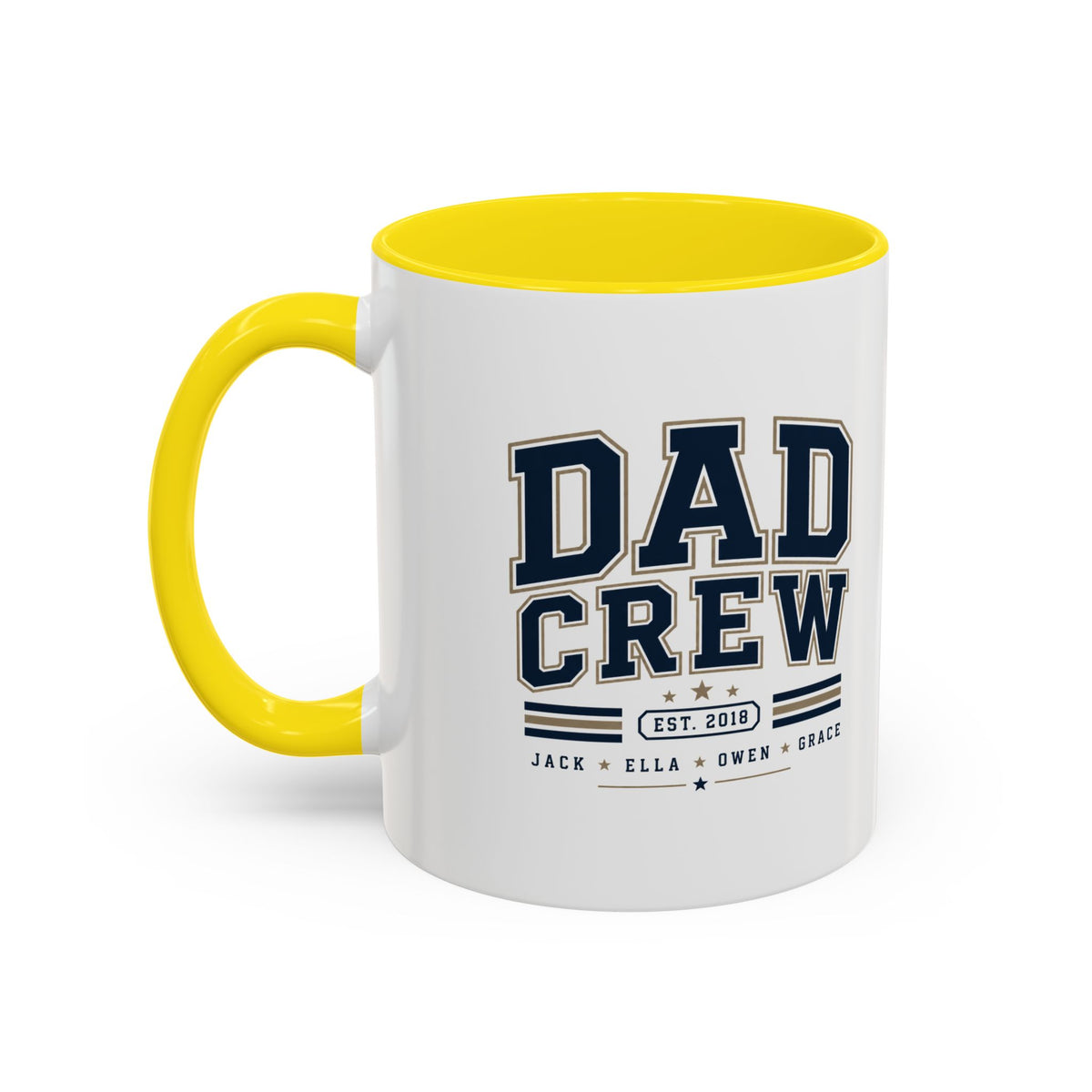 Milo Bailey Dog Dad Mom Dad Crew Accent Coffee Mug — Personalized Family Names, Established Date Coffee Cup