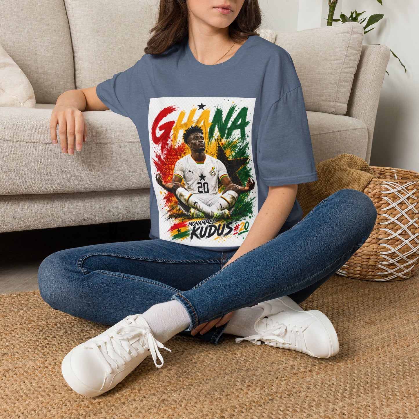 Ghana Football Player Graphic T-Shirt — Ghana Colors & Kudus Print
