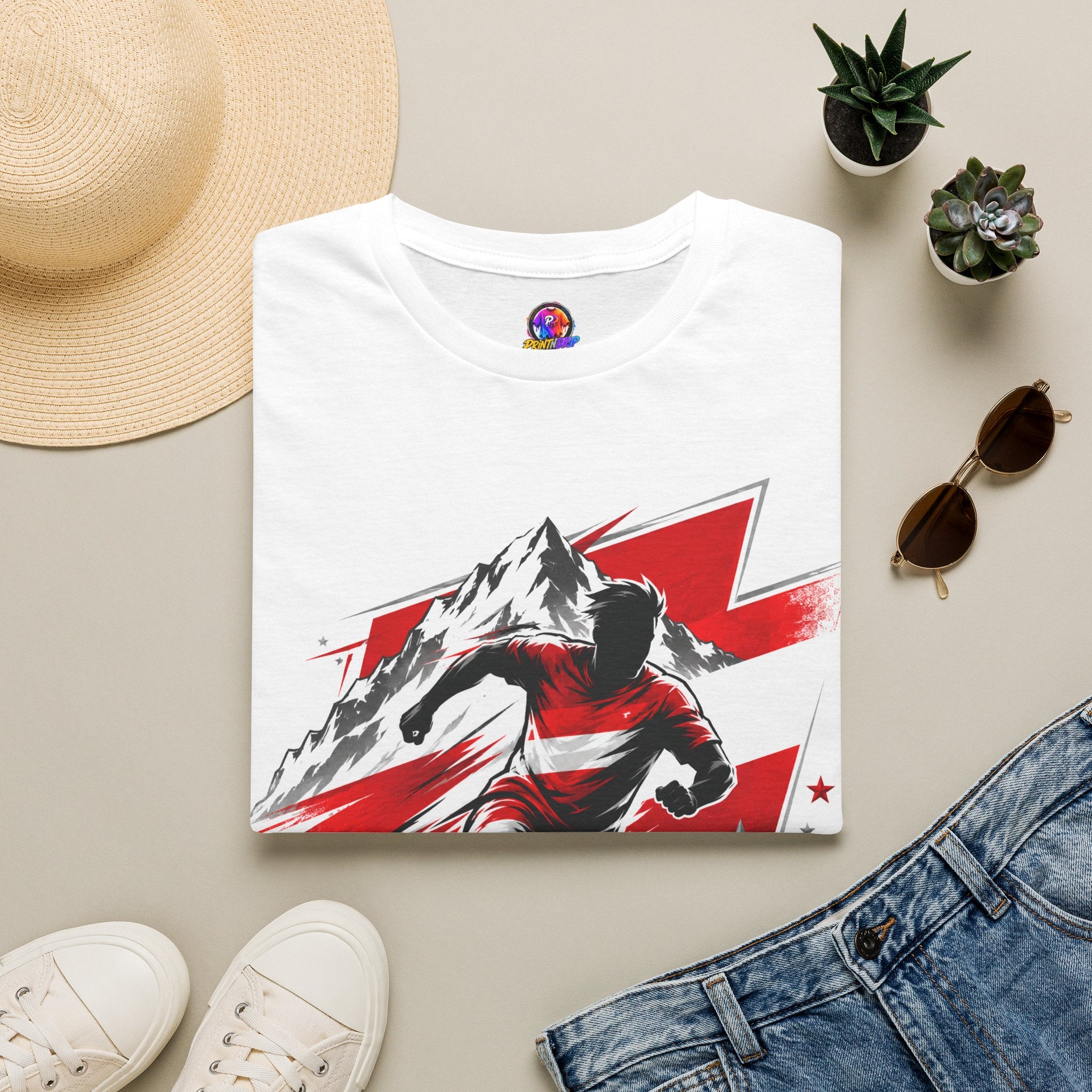 Austria  Alpine Charge Soccer T-Shirt — Mountain Football Graphic Tee -