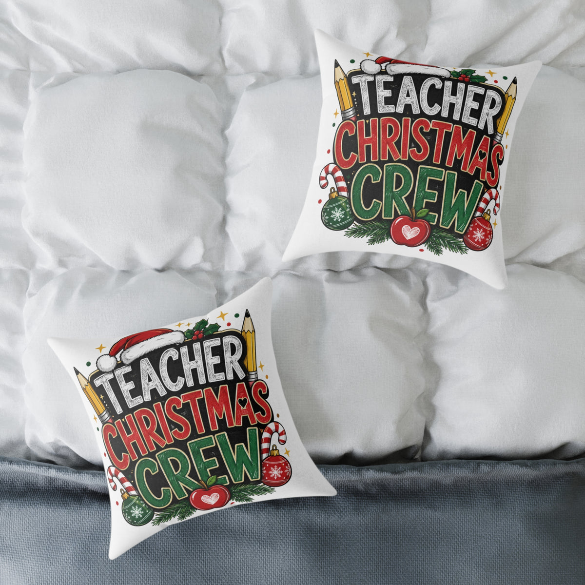 Teacher Christmas Crew Pillow — Holiday Classroom Decorative Throw Pillow