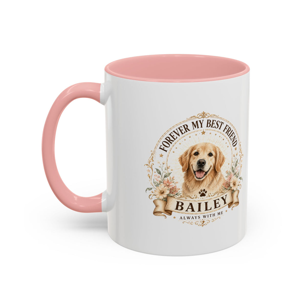 Milo Bailey Dog Dad Mom Golden Retriever Coffee Mug — “Forever My Best Friend” Personalized Dog Mug (Bailey)
