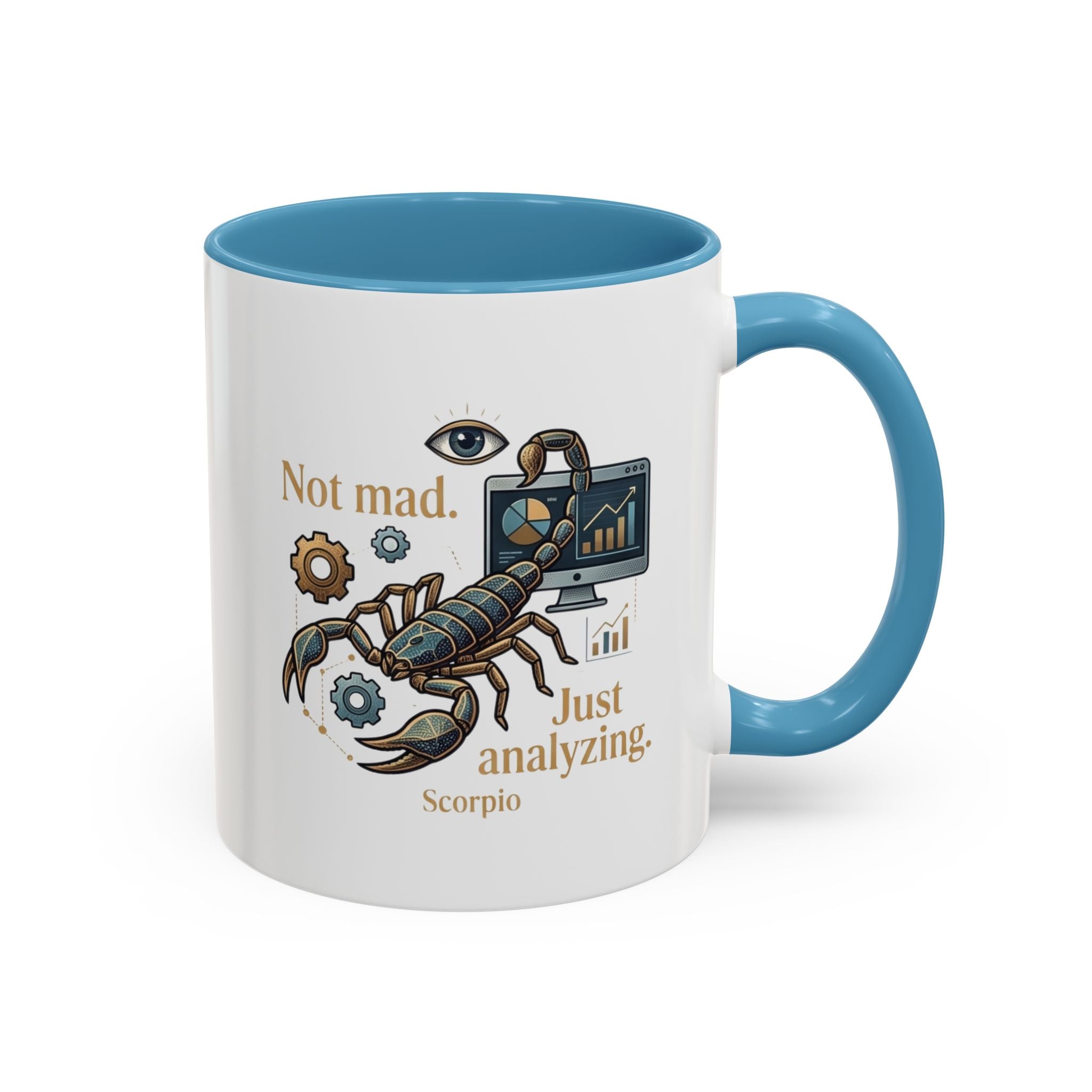 Scorpio Coffee Mug — "Not Mad. Just Analyzing." Accent 11/15oz
