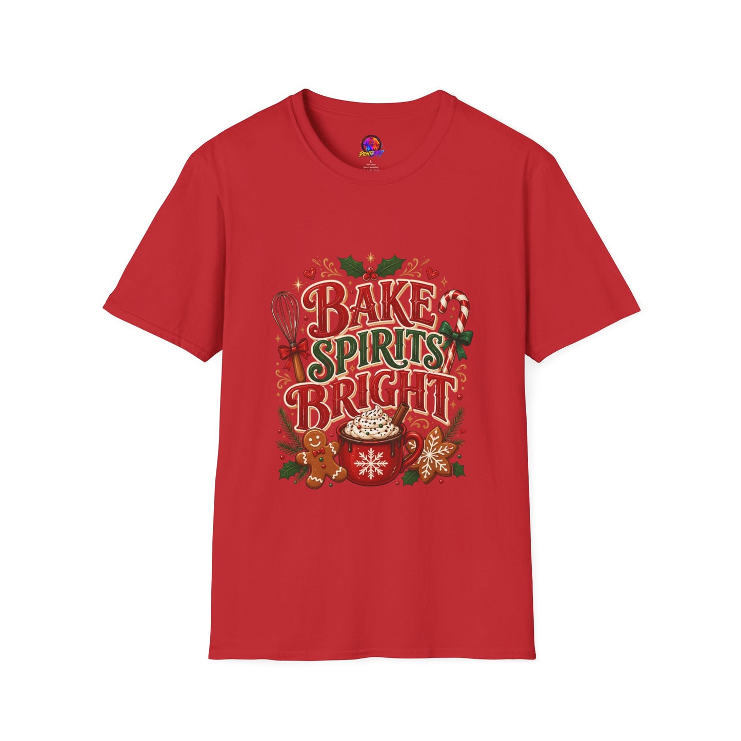 Bake Spirits Bright Holiday T-Shirt — Christmas Baking Graphic Tee