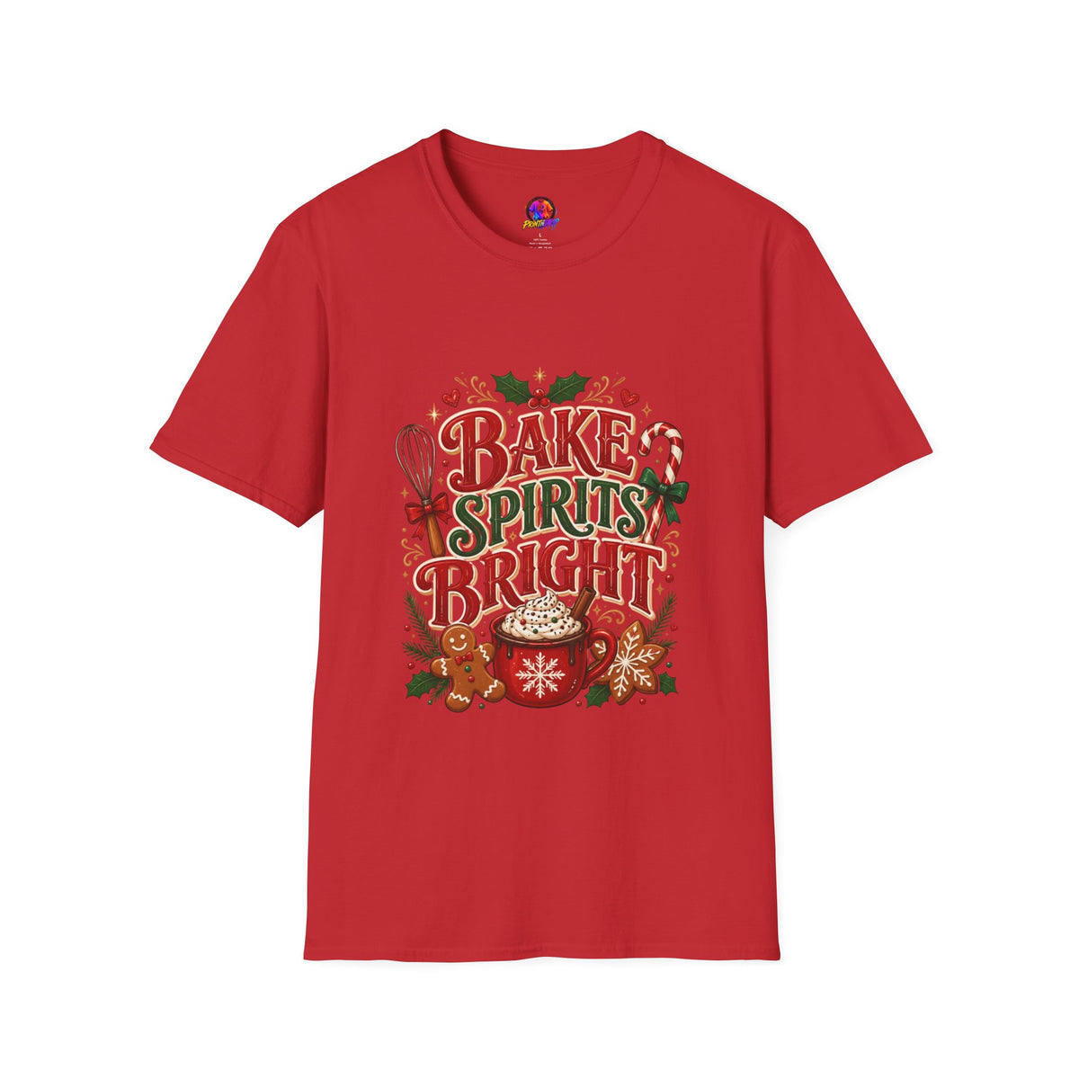 Bake Spirits Bright Holiday T-Shirt — Christmas Baking Graphic Tee