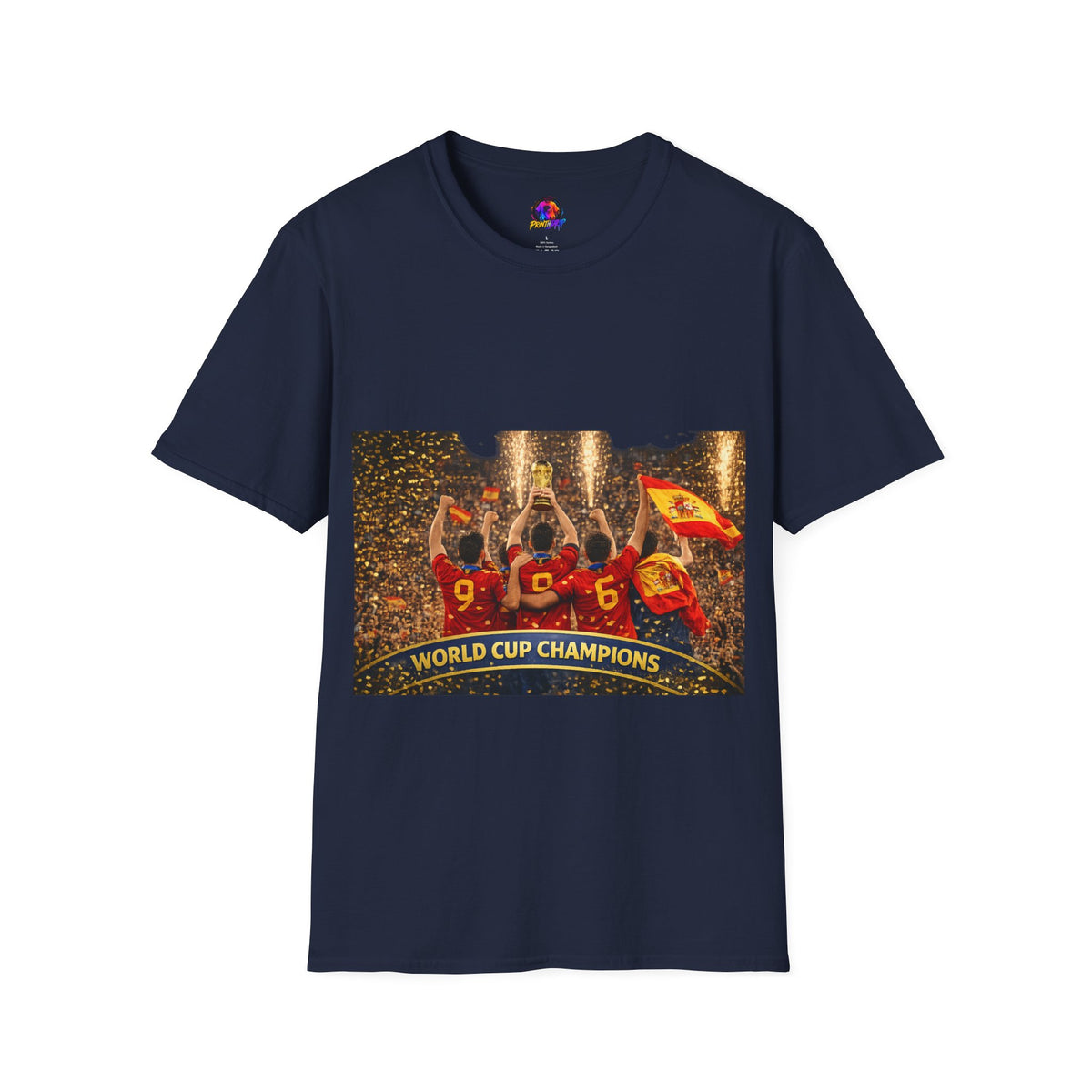 Spain World Cup Champions T‑Shirt — Soccer Trophy Celebration Tee