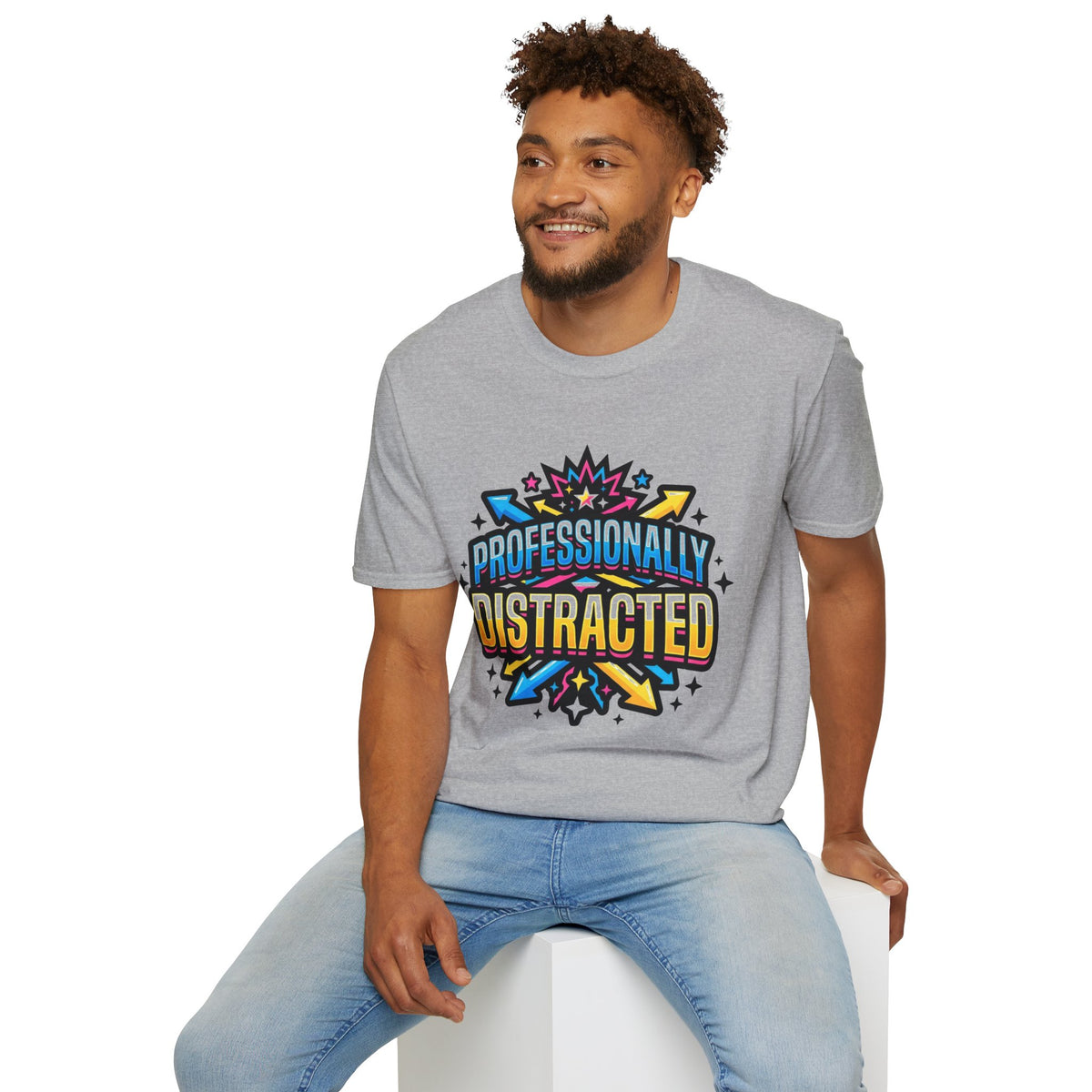Black T-Shirt with Colorful Carnival 'Unvaccinated' Graphic – Statement Tee for Festivals & Activism - Trending Now - August 2026