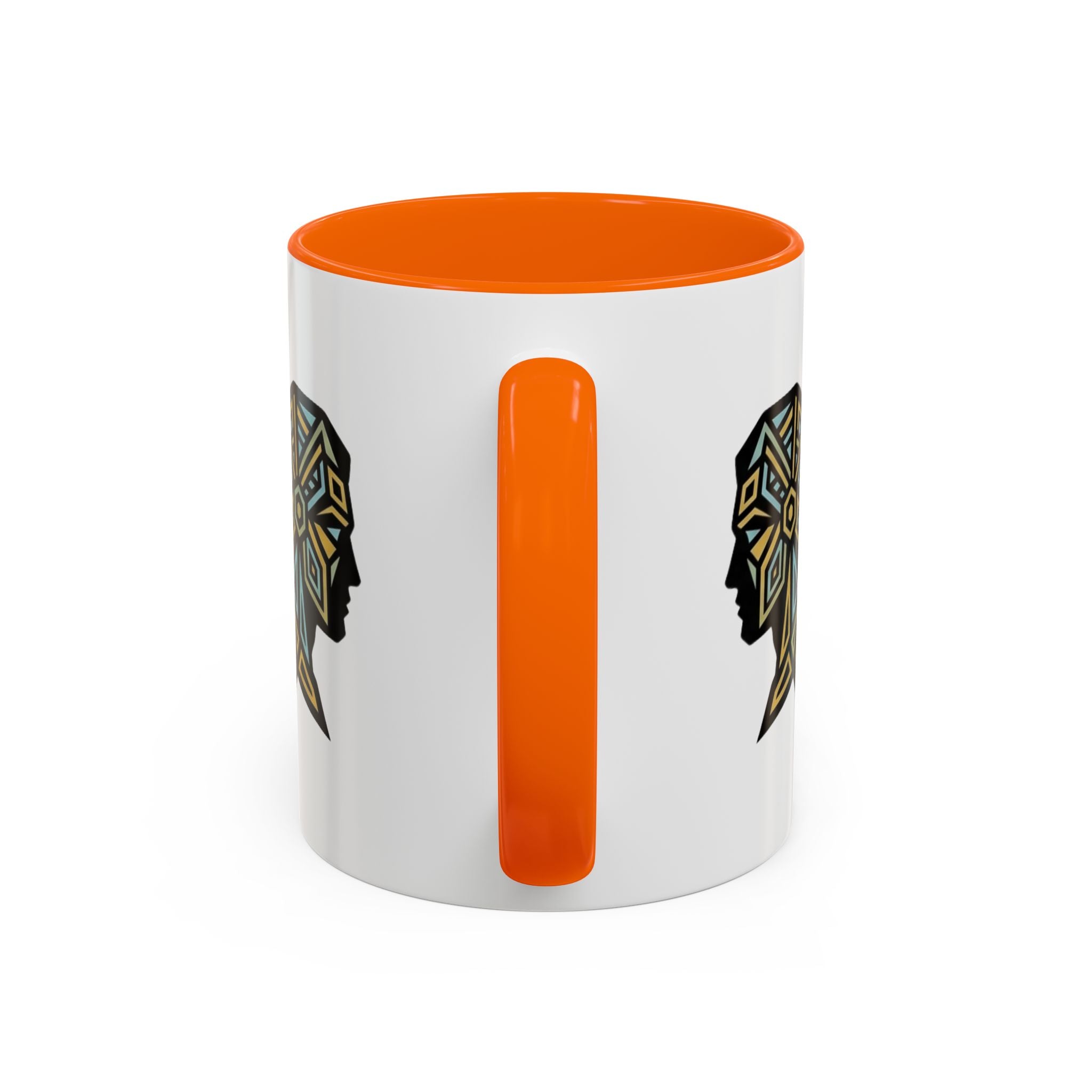 Geometric Elephant Accent Coffee Mug — Tribal Mosaic Design