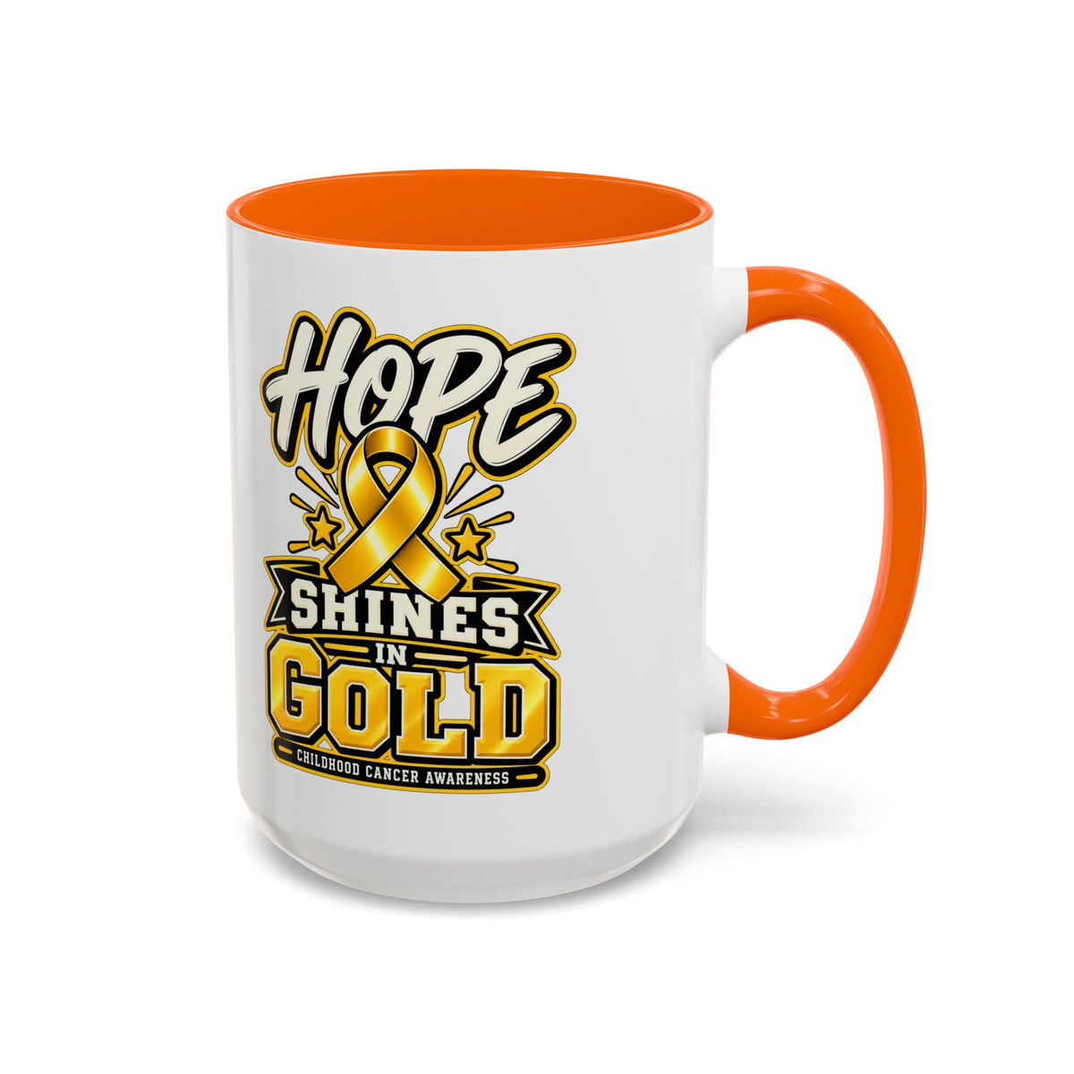 Hope Shines in Gold Coffee Mug — Childhood Cancer Awareness Accent Mug
