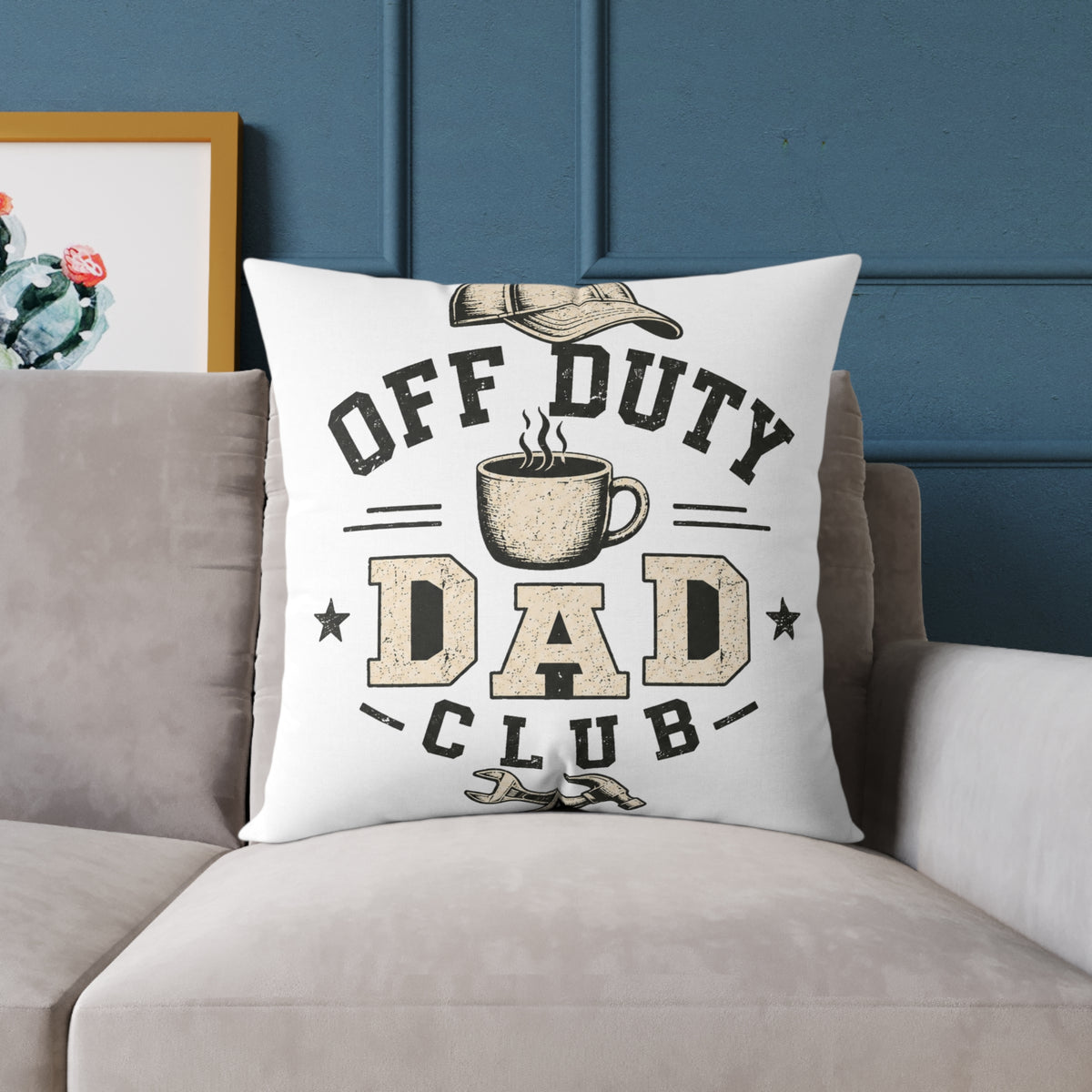 Off Duty Dad Club Throw Pillow  Milo Bailey Dog Dad Mom— Funny Father’s Day Decorative Cushion