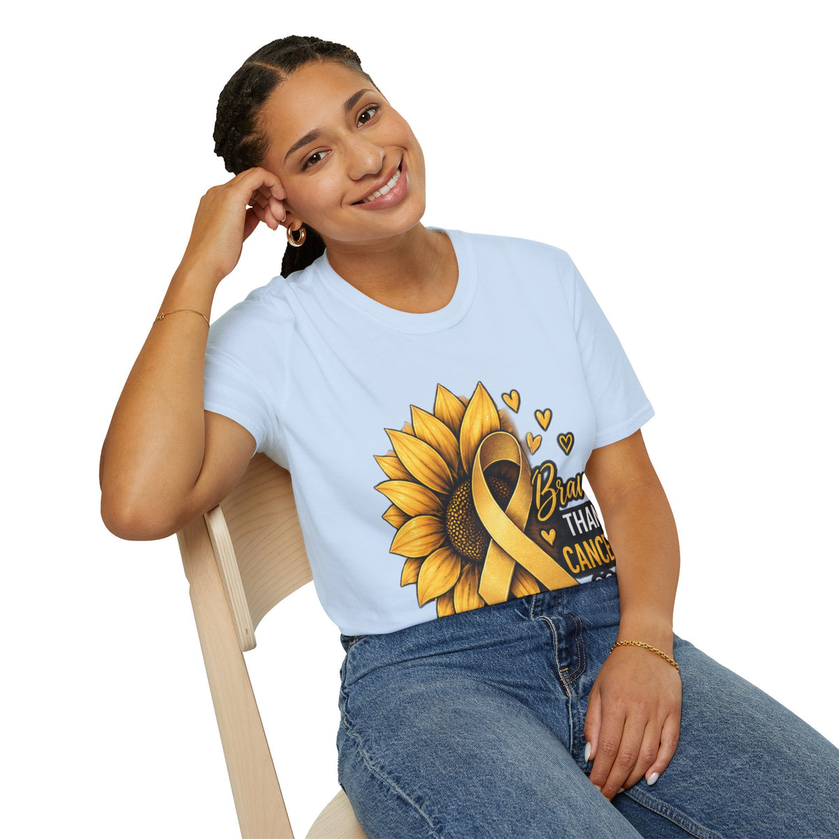 Braver Than Cancer Childhood Cancer Awareness Sunflower T-Shirt