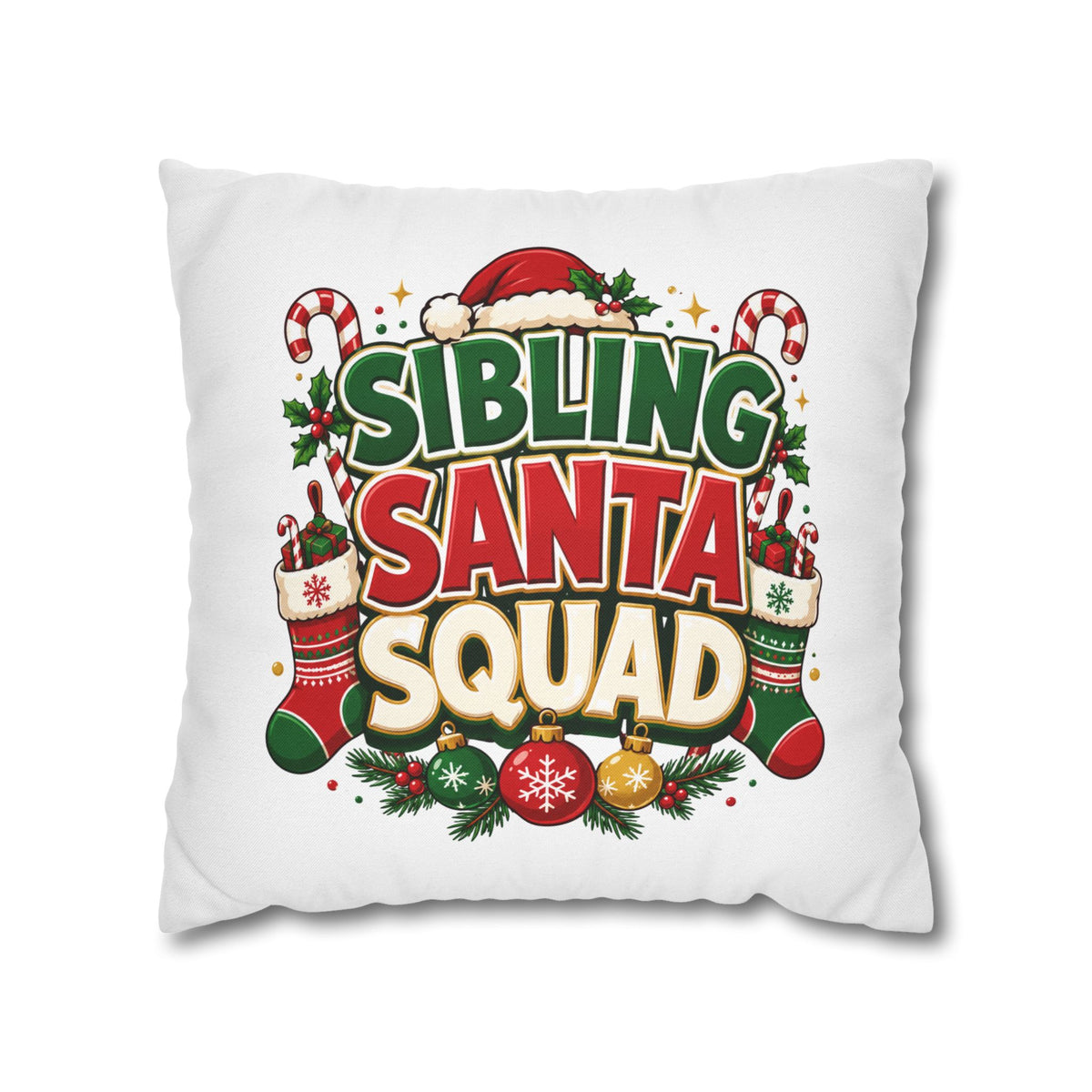 Christmas Sibling Santa Squad Pillowcase