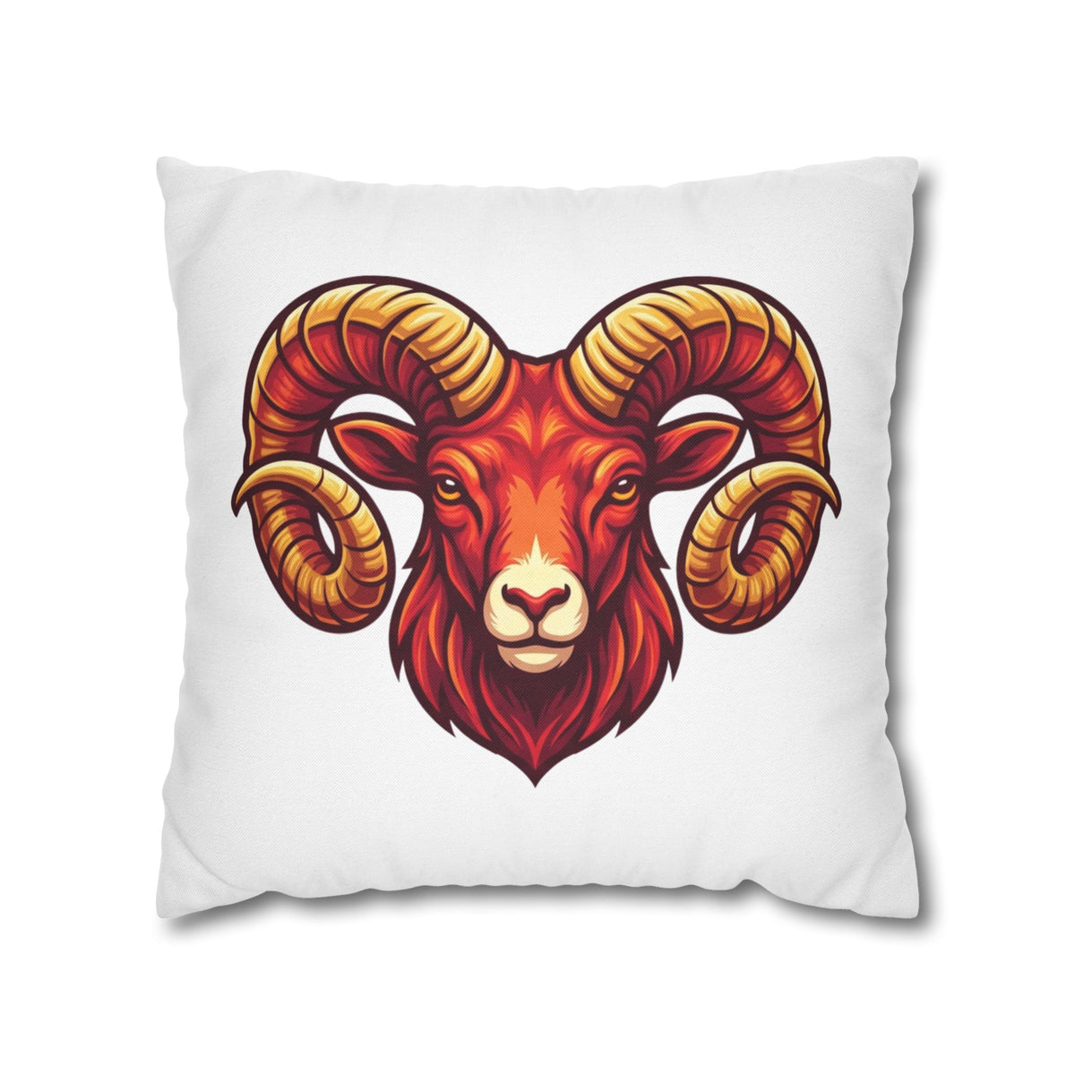 Aries Ram Throw Pillowcase — Bold Zodiac Goat Accent Pillow Cover