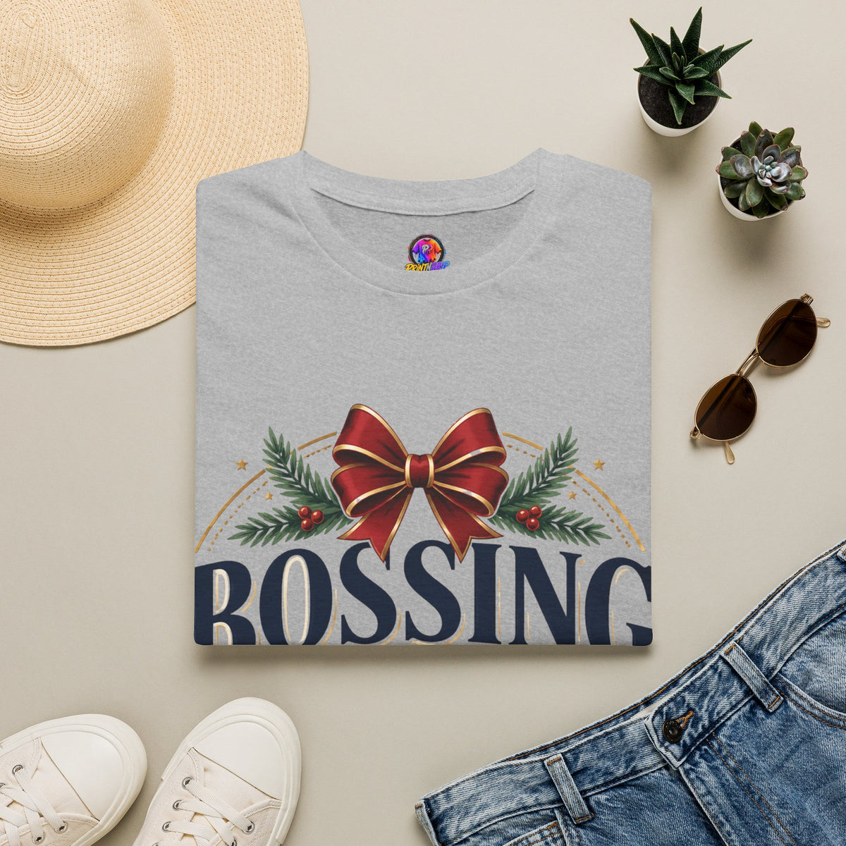 Christmas “Bossing Through Christmas” T‑Shirt — Funny Holiday Boss Gift