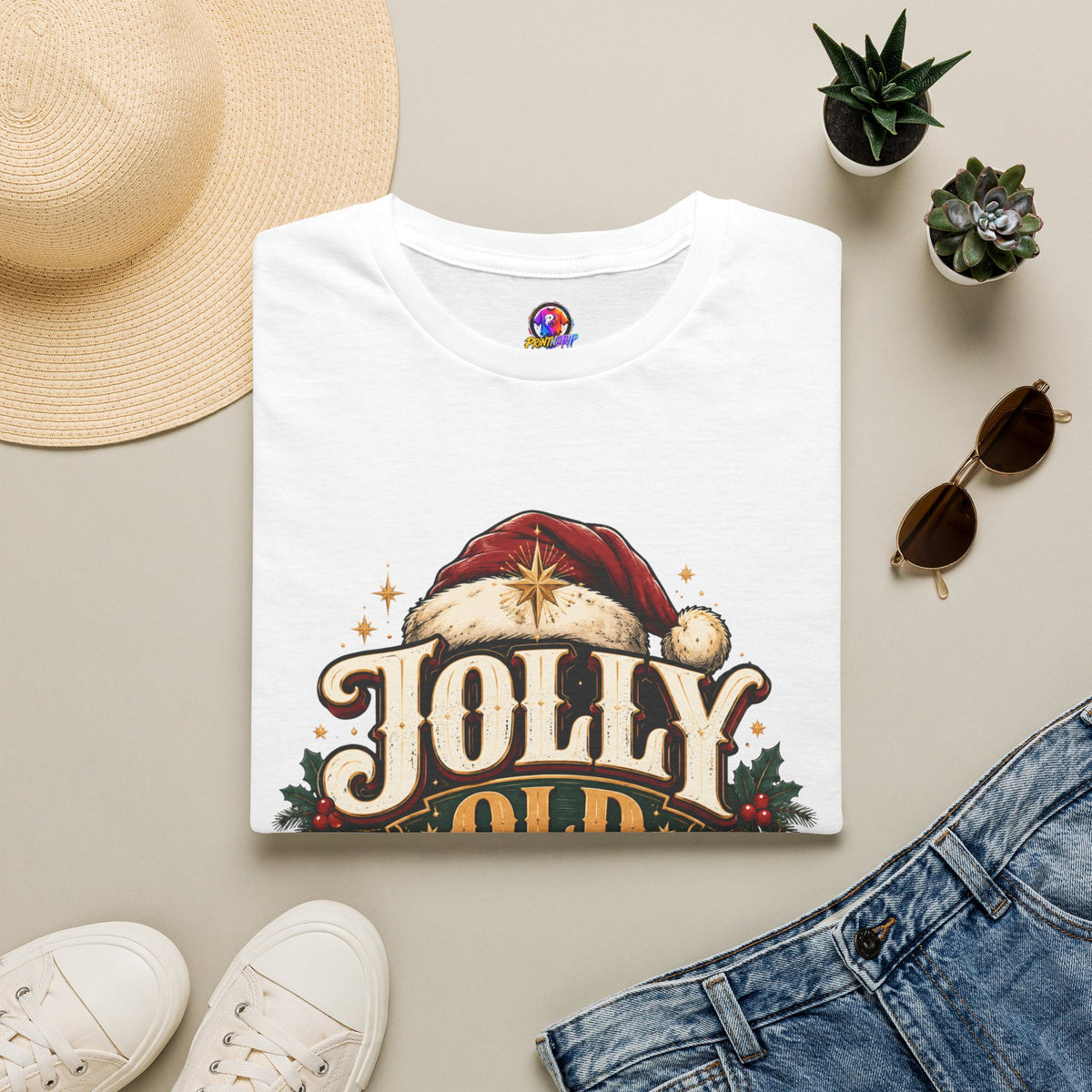 Jolly Old Soul T-Shirt — Vintage Santa Holiday Graphic Tee