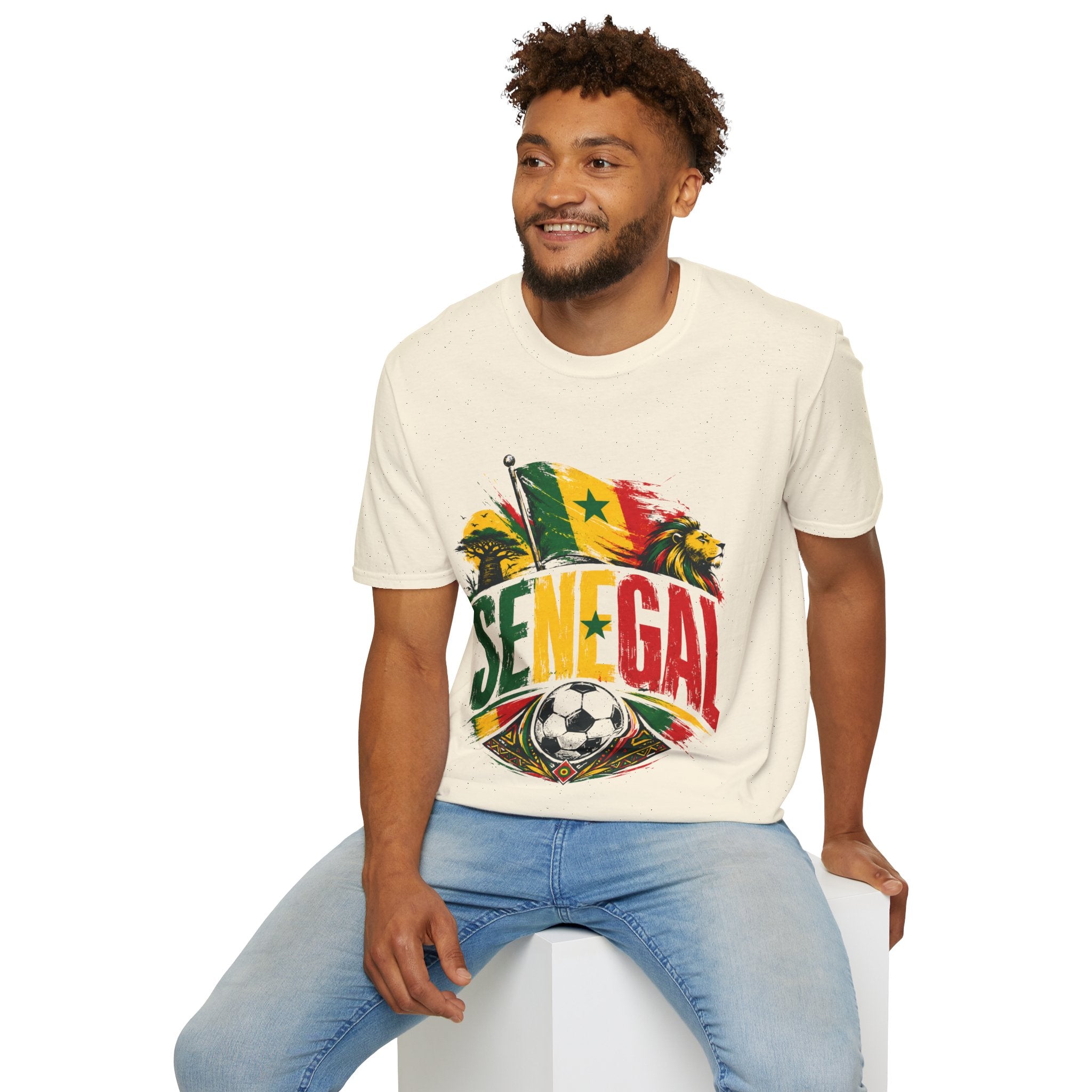 Senegal Flag Soccer T-Shirt — Lion & Football Pride Tee