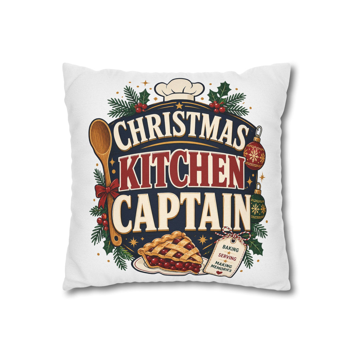 Christmas Kitchen Captain Pillowcase Modern Day Christmas  — Holiday Baking Decorative Throw Pillowcase