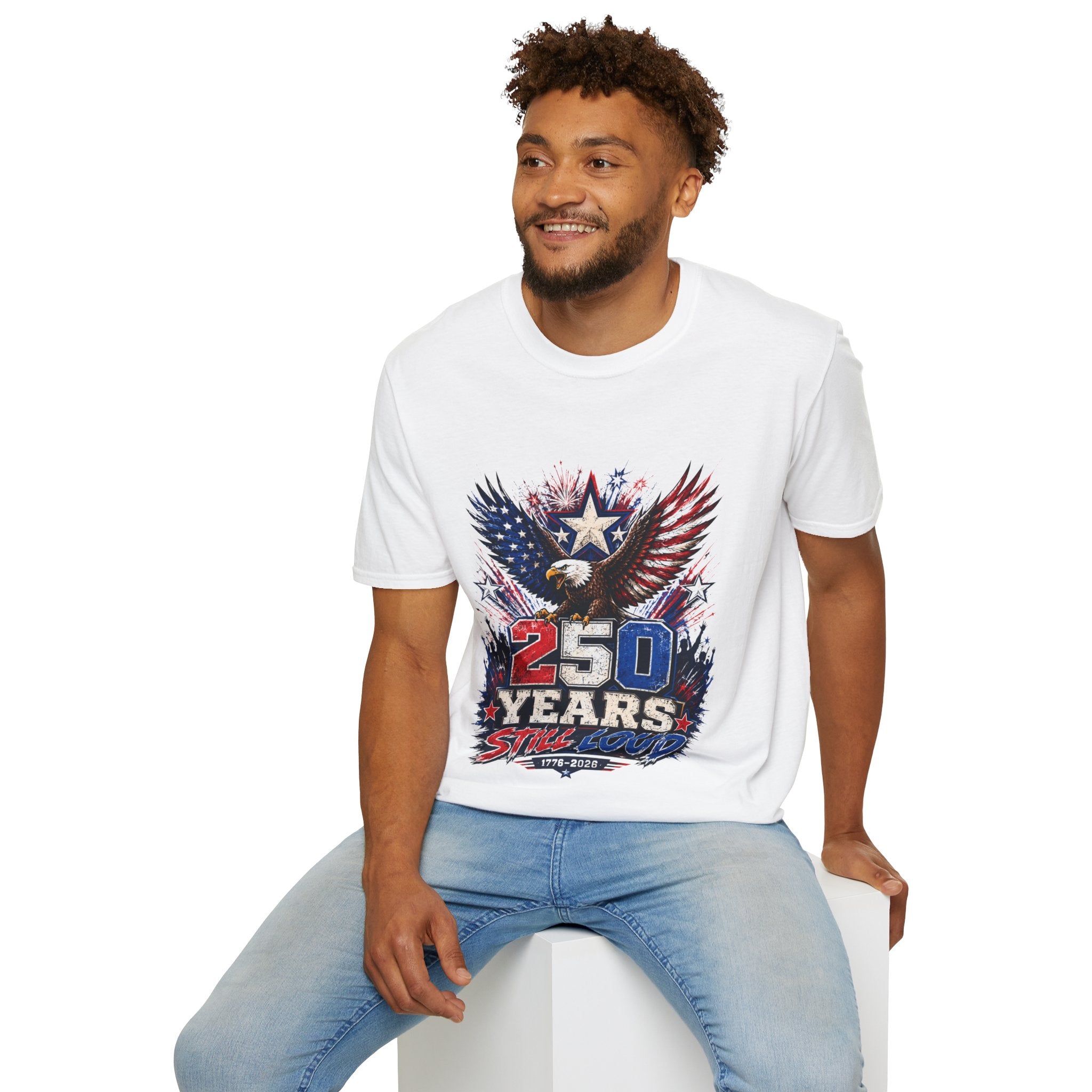 T-Shirt — Patriotic Eagle "250 Years Still Loud" American Flag Tee