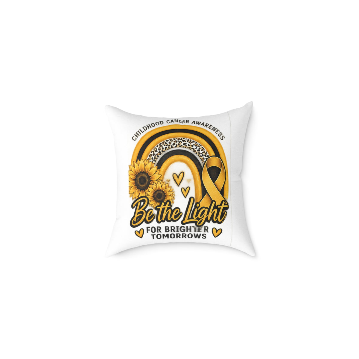 Childhood Cancer Awareness Pillow — “Be the Light for Brighter Tomorrows” Square Throw Pillow