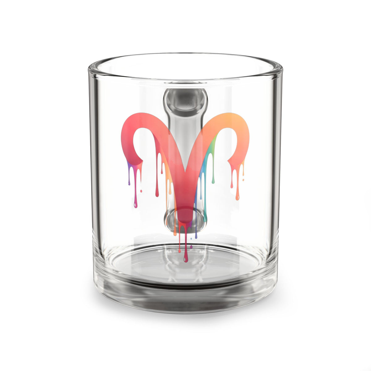 Aries Drip Glass Mug — Colorful Zodiac Coffee Cup (10 oz)
