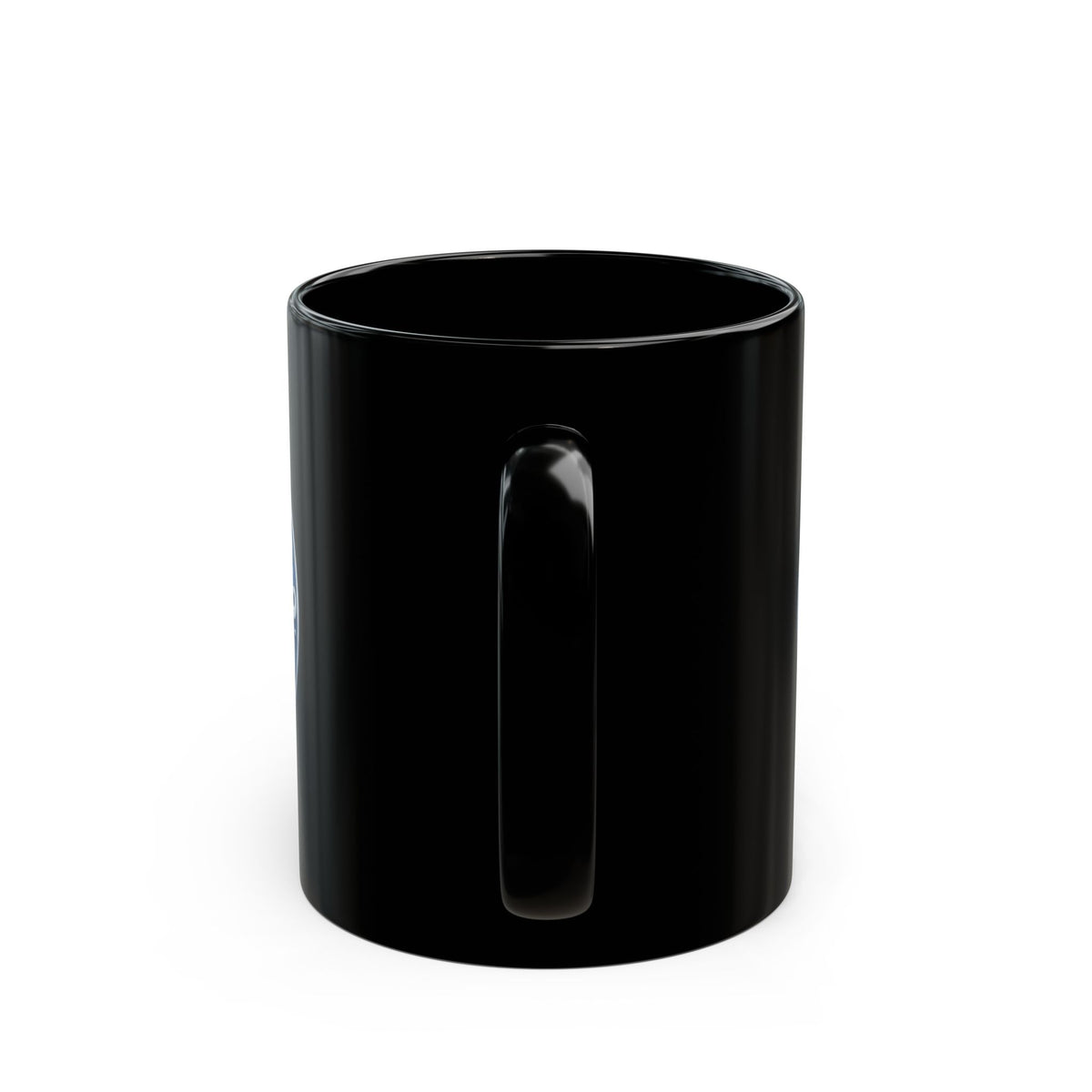 Pisces Zodiac Coffee Mug - Blue Astrology Symbol on Black Ceramic