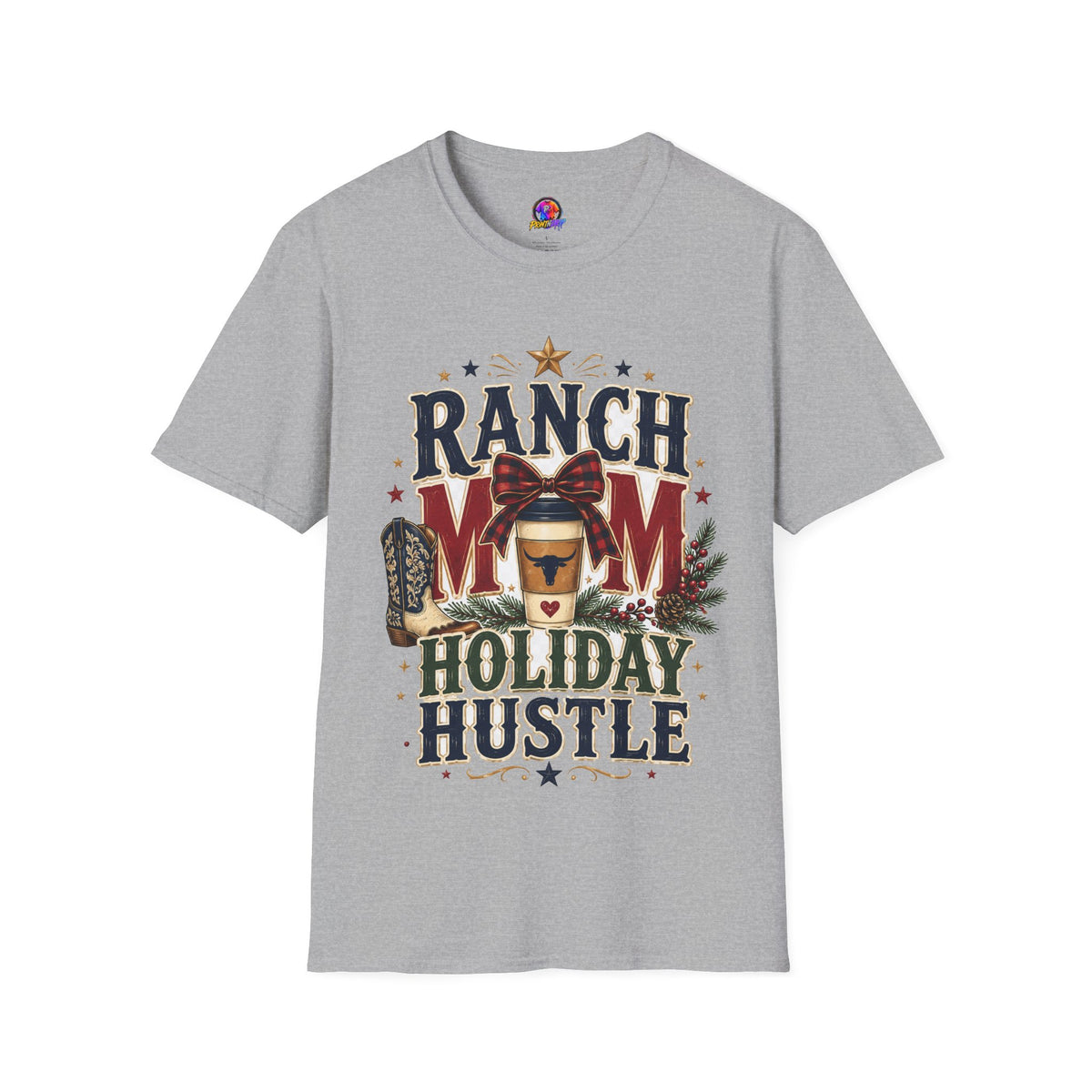 Ranch Mom Holiday Hustle T-Shirt — Festive Western Mom Tee