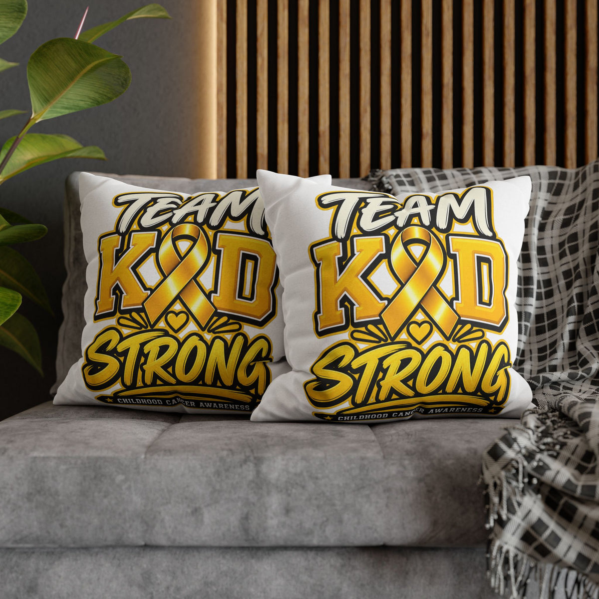 Team KID Strong Childhood Cancer Awareness Square Pillowcase