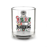 Modern Day Christmas Glass Mug  10oz Festive Buffering Glass Mug — 10oz Holiday Coffee Cup