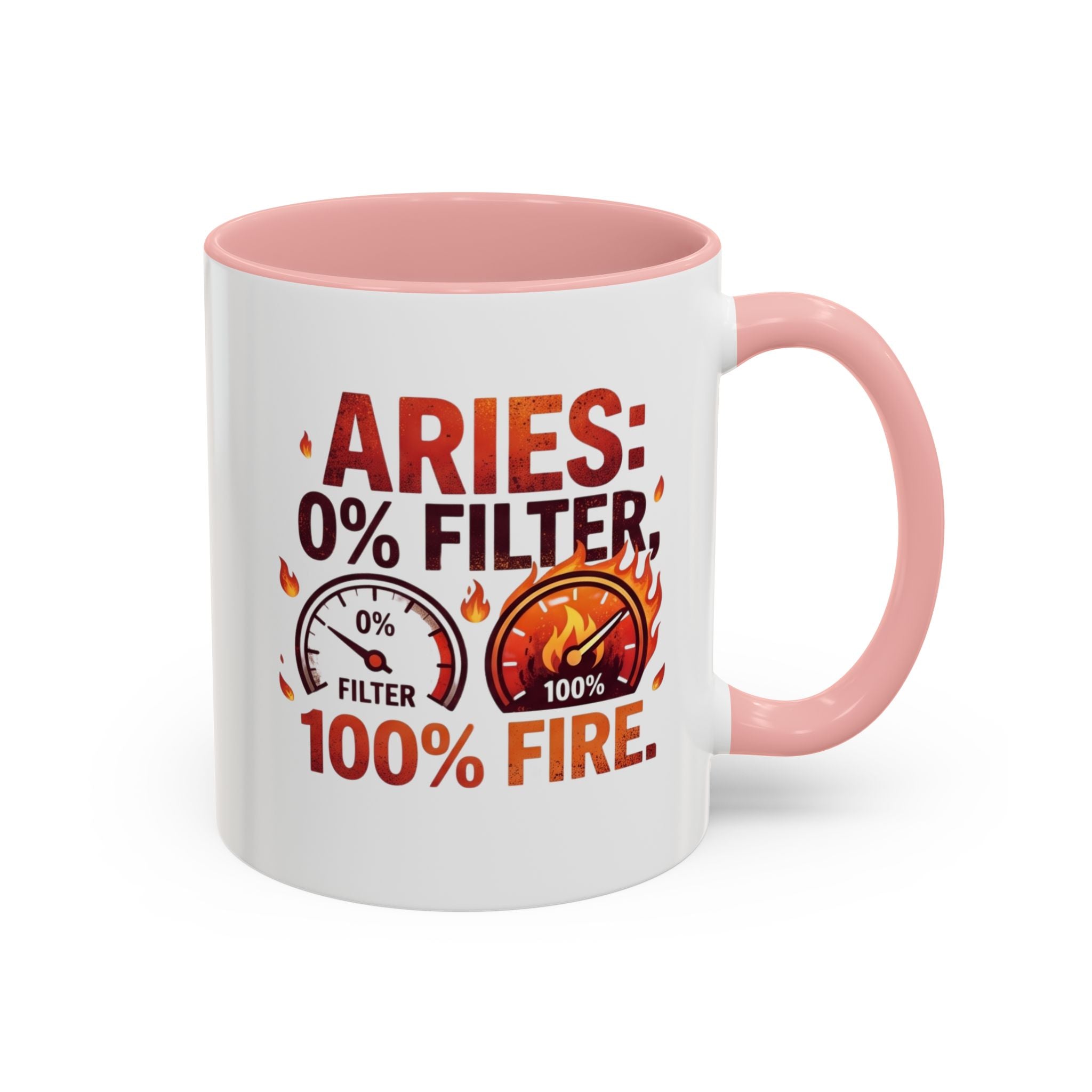 Aries Coffee Mug — "0% Filter, 100% Fire" Zodiac Astrology Mug