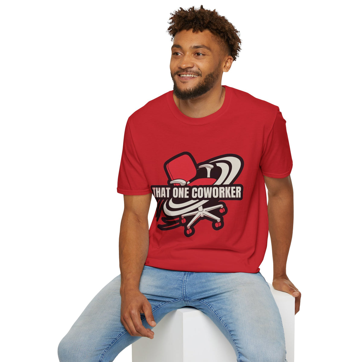 "That One Coworker" Graphic T-Shirt – Funny Office Chair Skateboard Tee - Trending Now - August 2026
