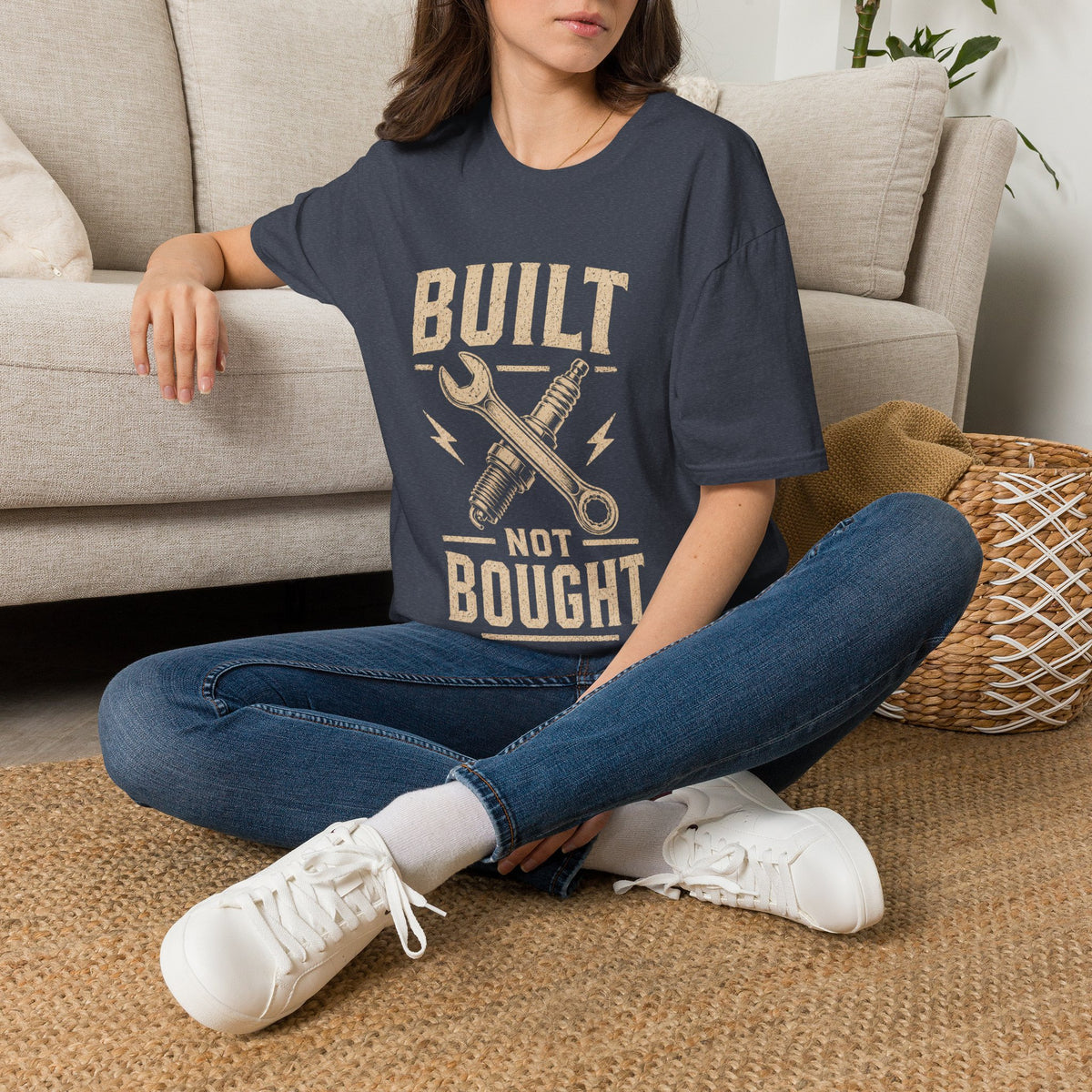 Built Not Bought T-Shirt — Vintage Mechanic DIY Garage Tee