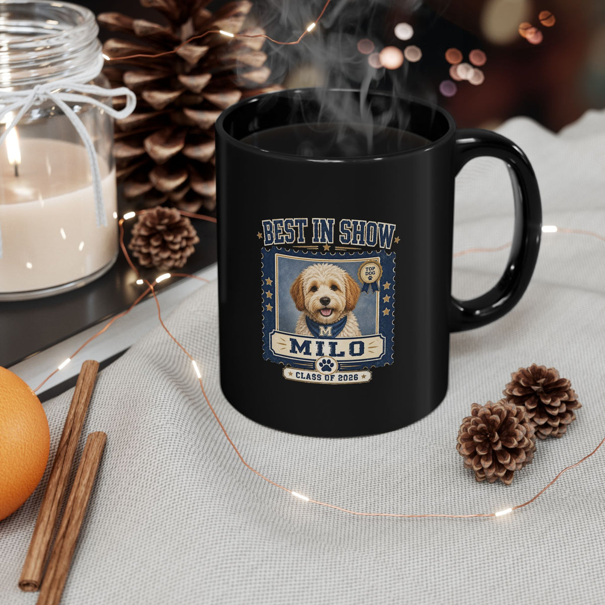 Milo Bailey Dog Dad Mom Best in Show Dog Photo Mug — Personalized "Milo" Pet Portrait Coffee Cup
