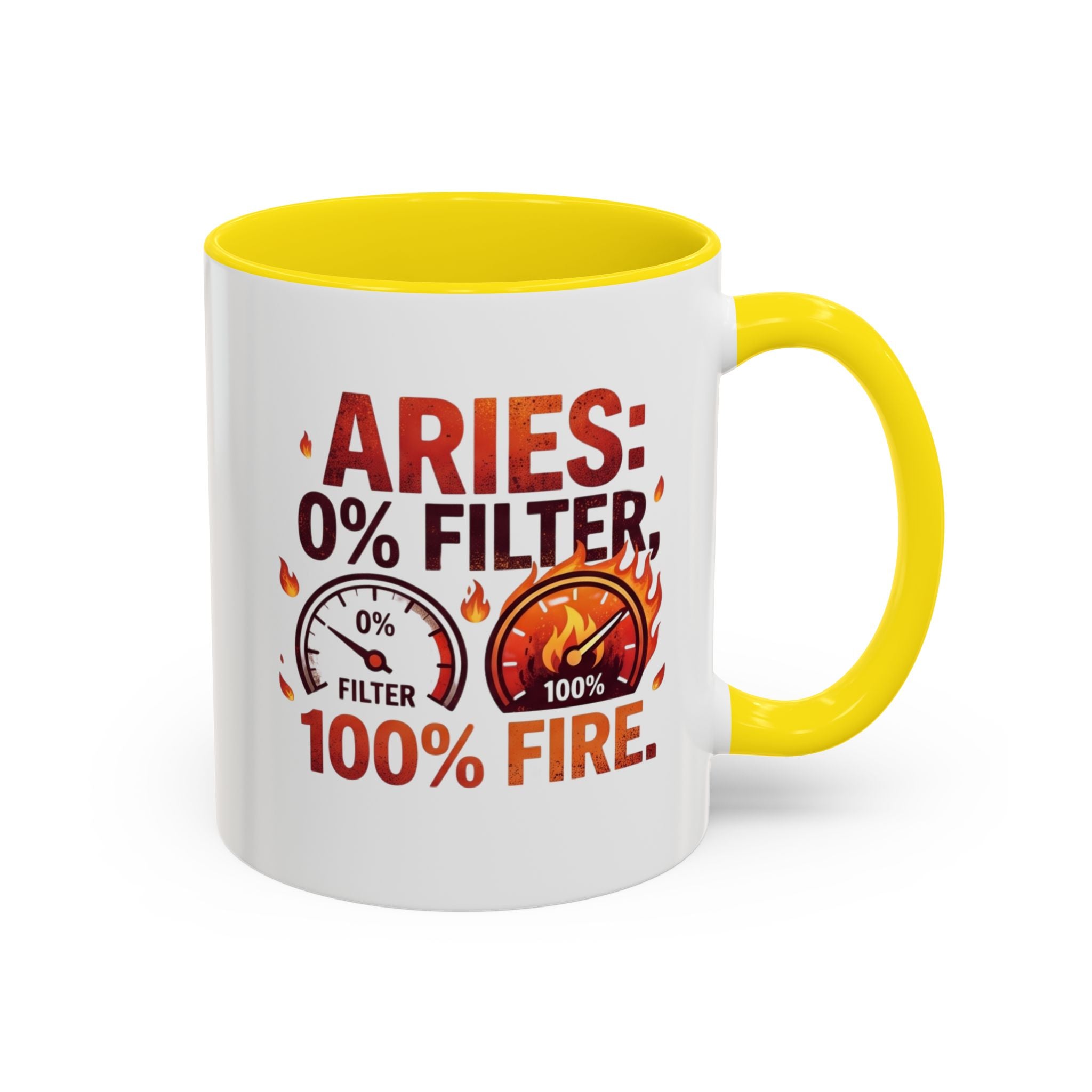 Aries Coffee Mug — "0% Filter, 100% Fire" Zodiac Astrology Mug