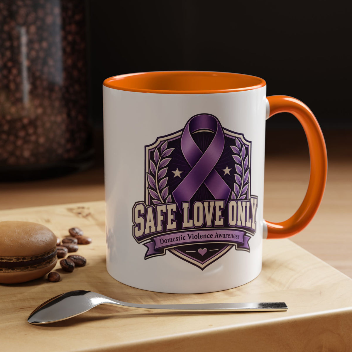 Coffee Mug — "Safe Love Only" Domestic Violence Awareness (Purple Ribbon)