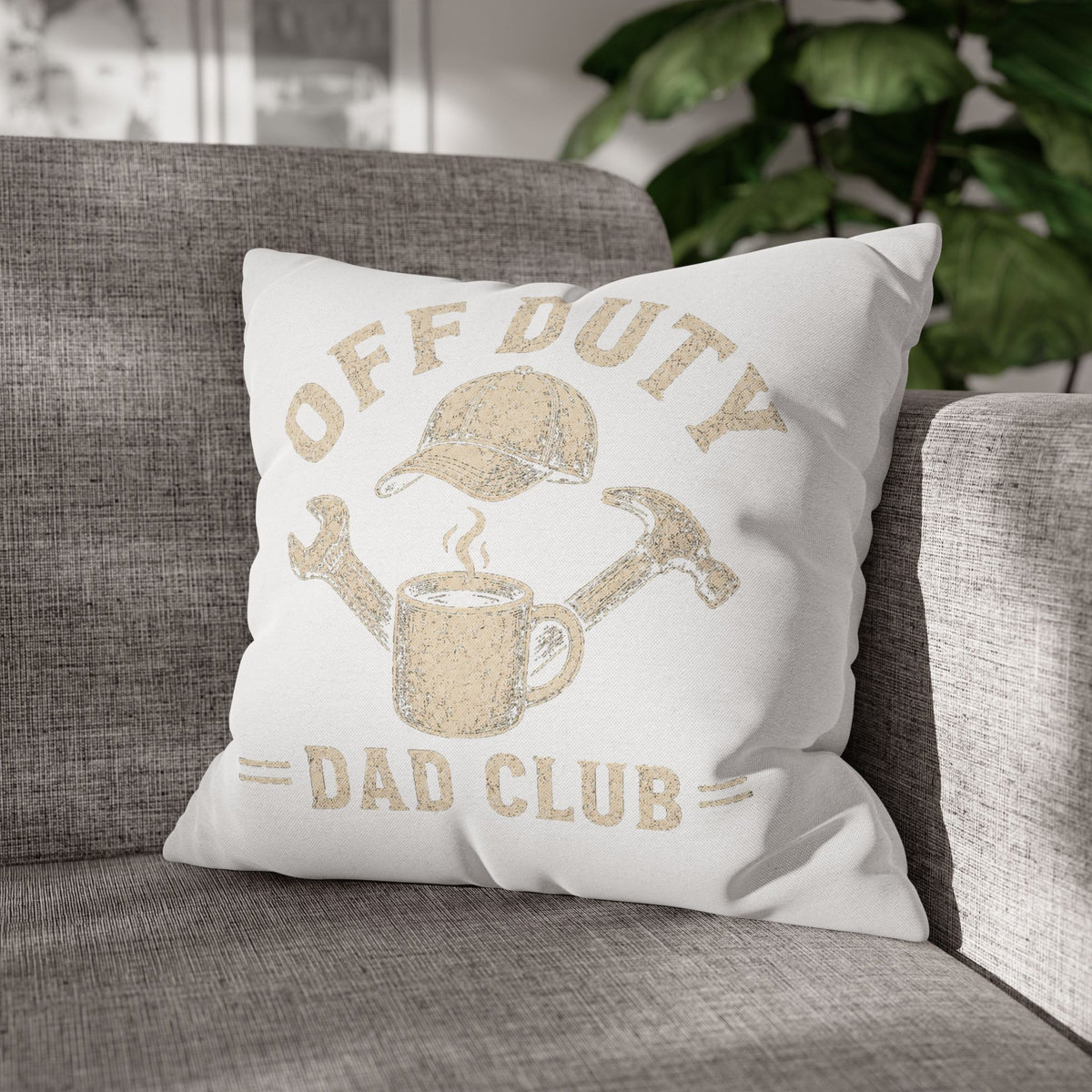 Off Duty Dad Club Pillowcase — ‘Off Duty’ Coffee & Tools Decorative Throw Pillowcase Milo Bailey Dog Dad Mom