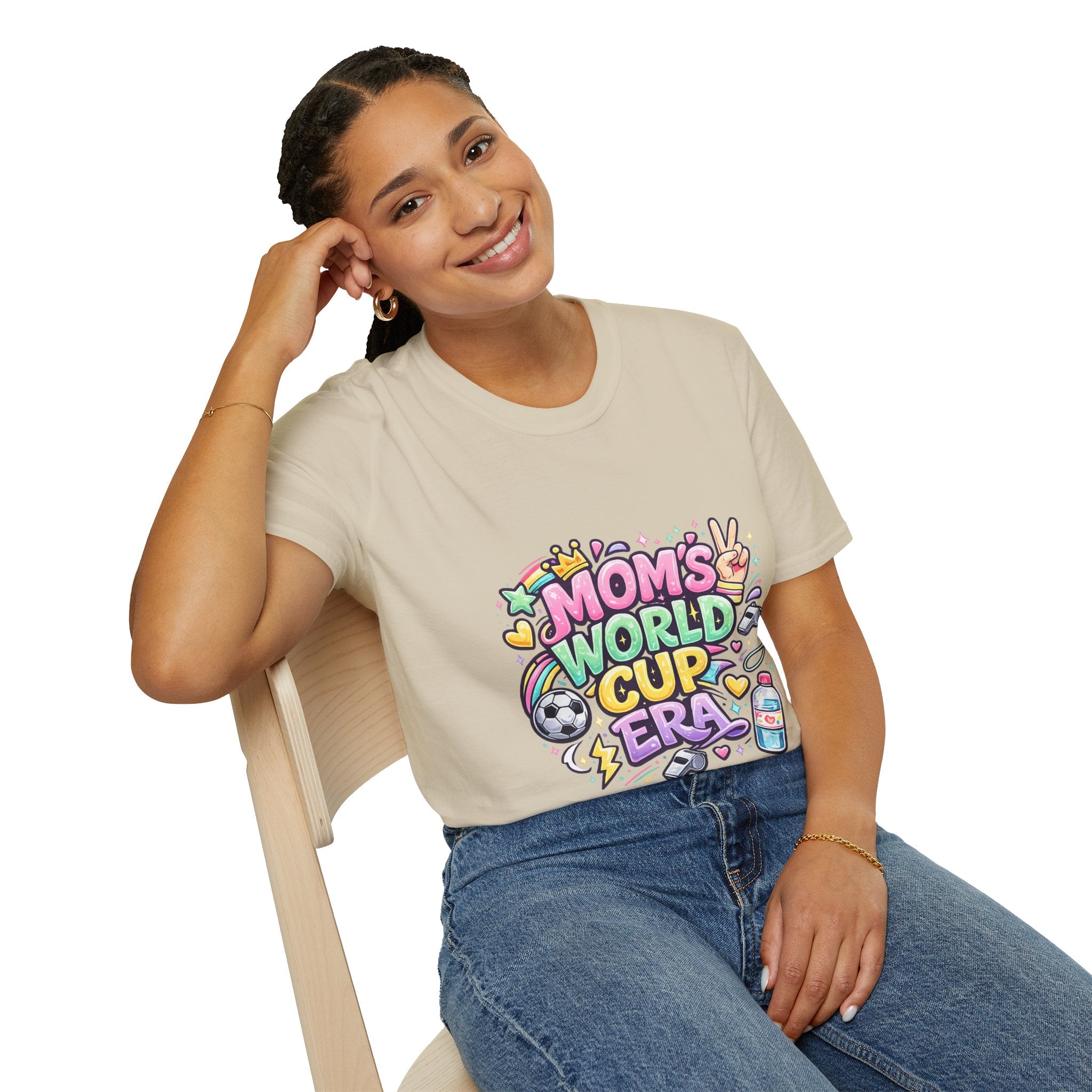 Girls Kids Mom's World Cup Era T‑Shirt — Playful Soccer Mom Tee