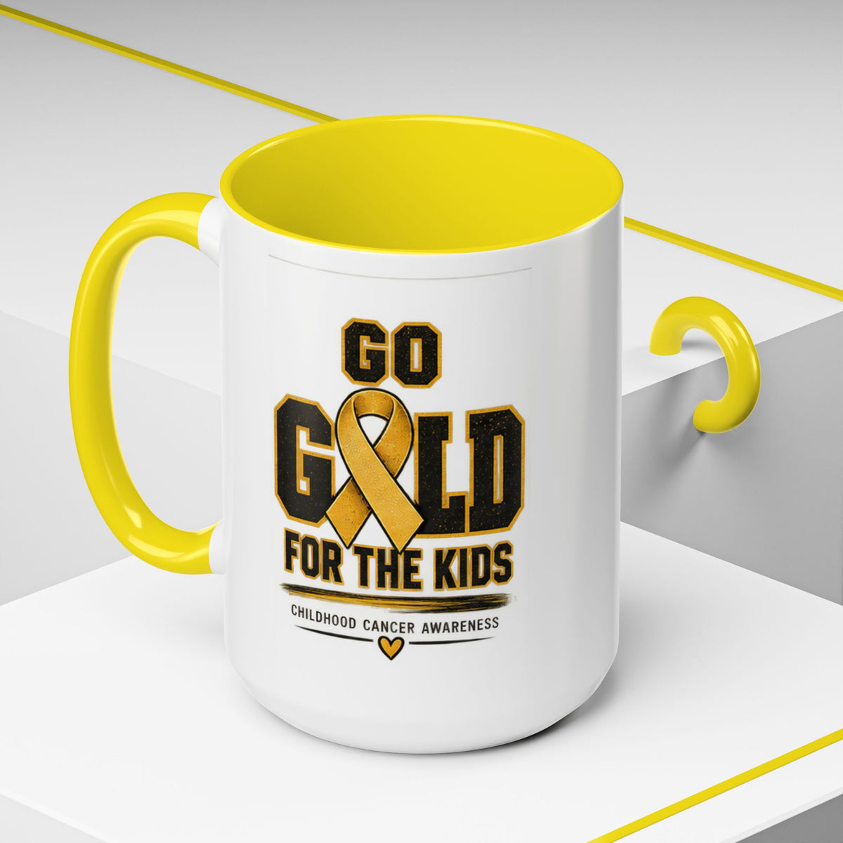 Go Gold For The Kids Accent Coffee Mug — Childhood Cancer Awareness 11/15oz