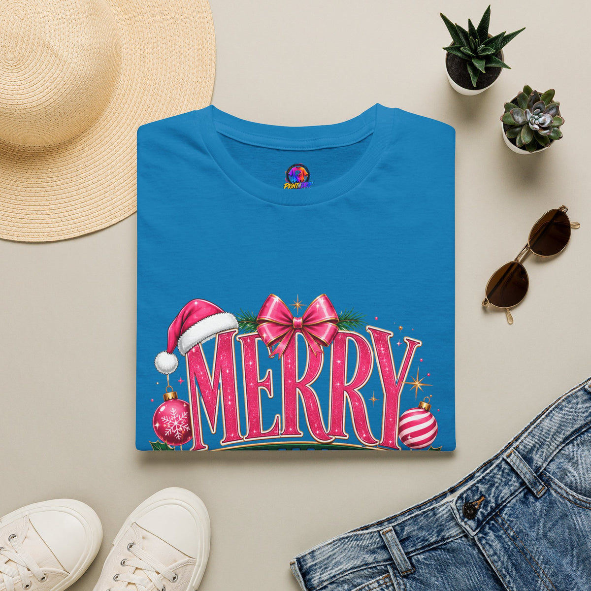 Christmas T-Shirt — "Merry But Make It Pink" Holiday Tee